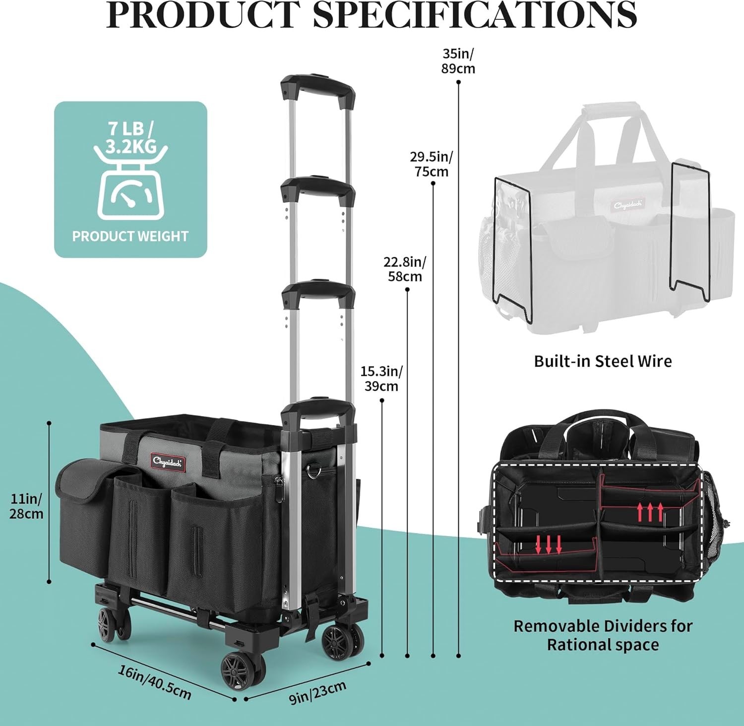 Large Capacity Wheeled Cleaning Caddy – Perfect for Home, Car, Office, and More