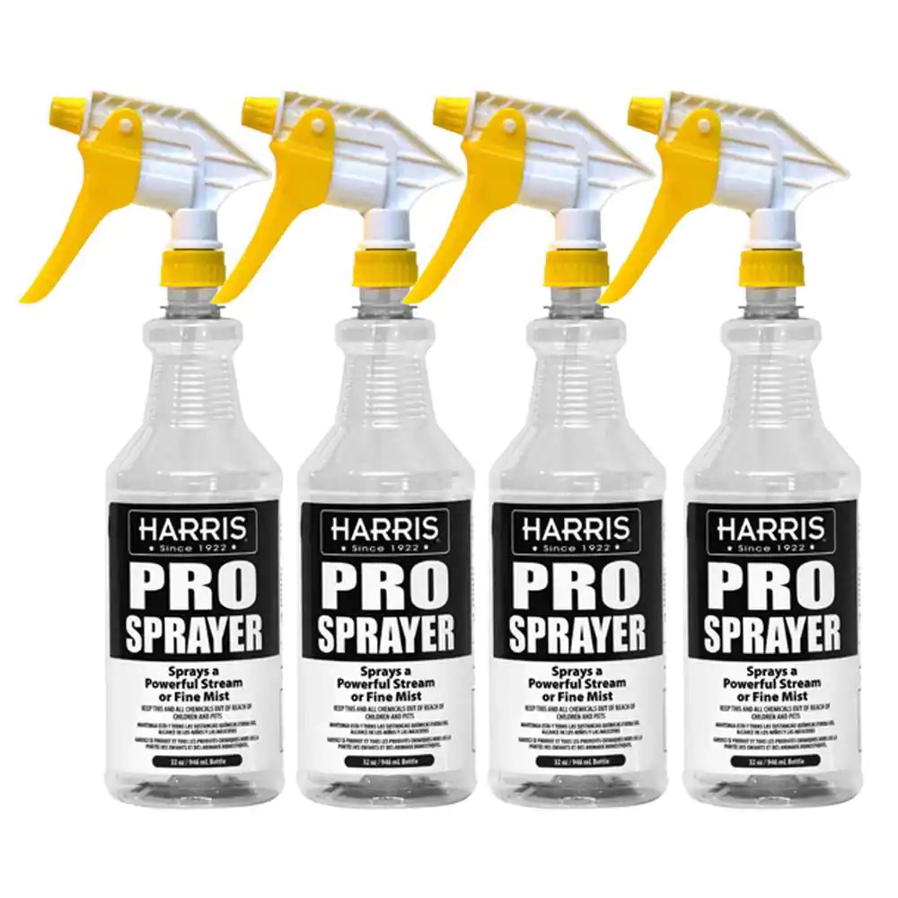 Harris Chemical Resistant Pro Spray Bottle With Adjustable Tip, 32 oz, 4 Pack