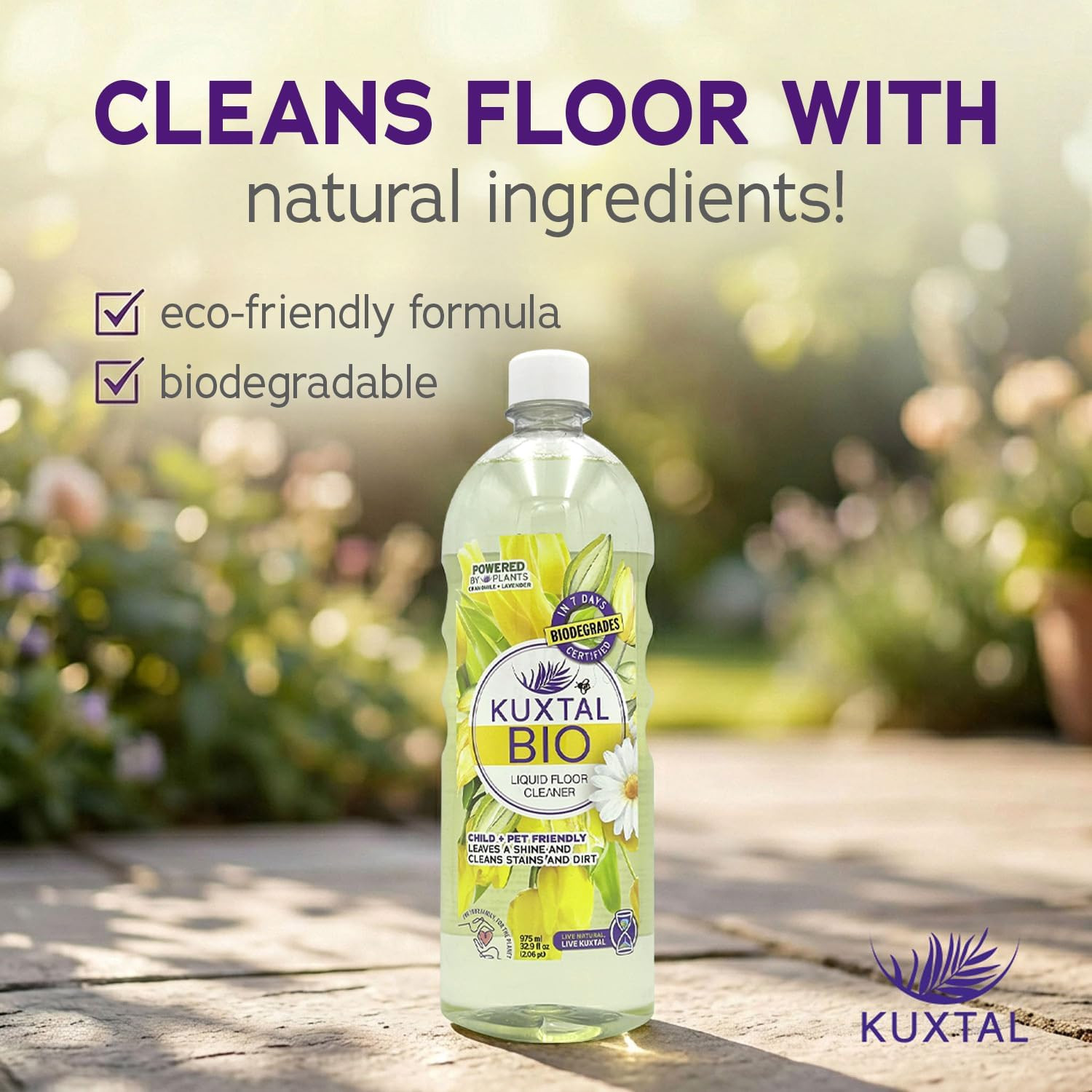 KUXTAL Natural Floor Cleaner, Pet Safe, Multi Surface Floor Cleaner, Biodegradab