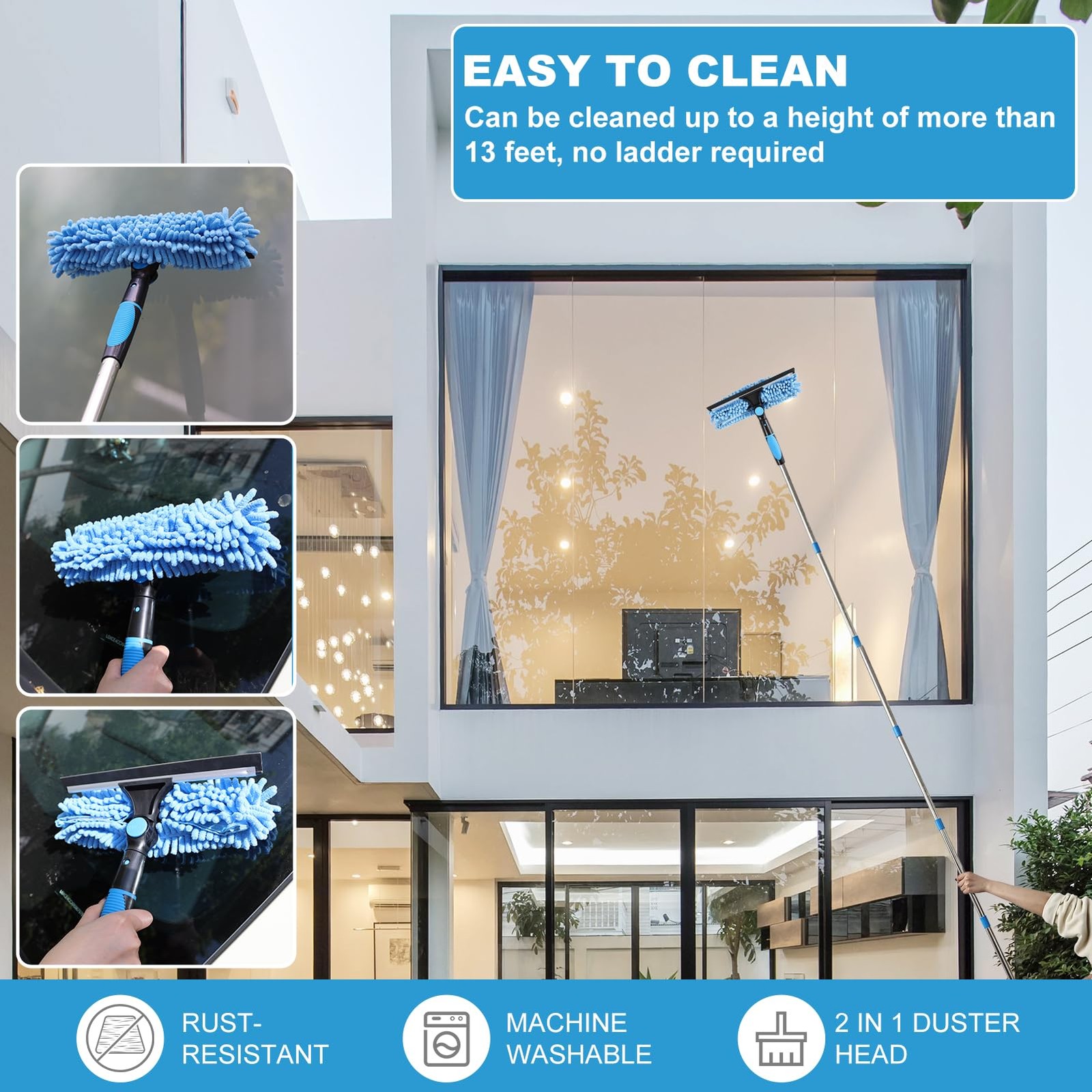 High Reach Duster Kit with14 ft Extension Pole High Ceiling Dusting and Windo…