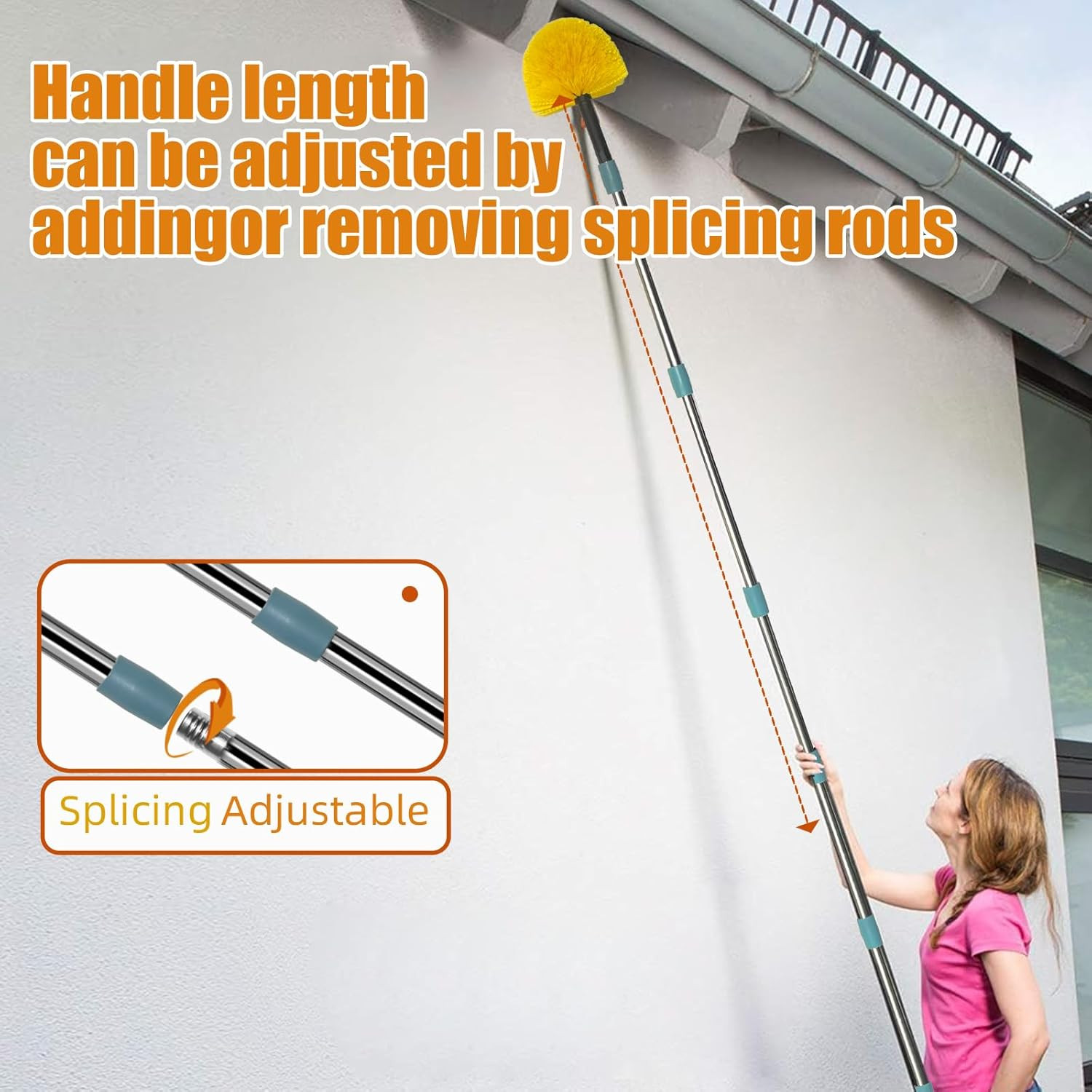 Spider Web Brush with Pole – 4Ft Cobweb Duster with Extension Pole & 2