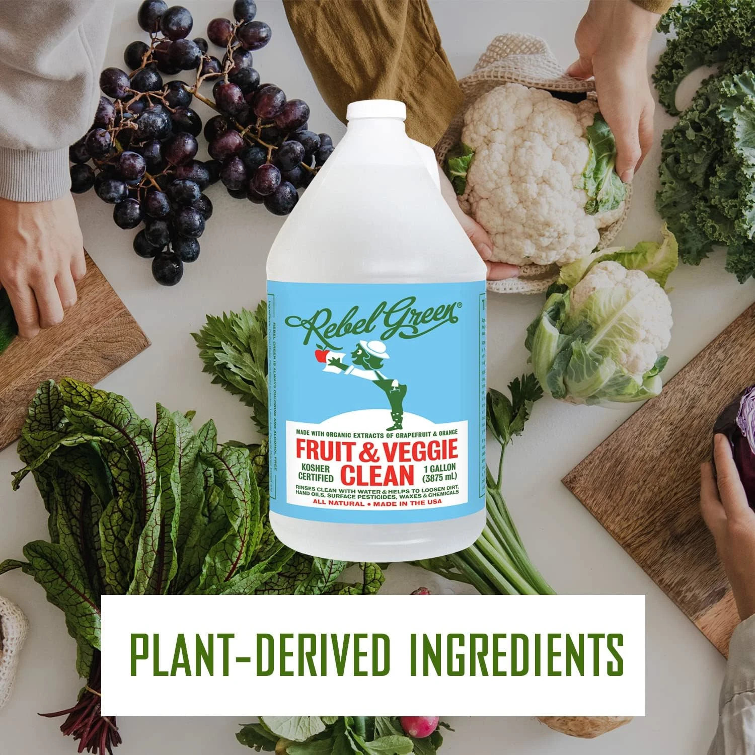 Natural Fruit & Veggie Wash – Plant-Based, No Aftertaste, 1 Gallon Refill