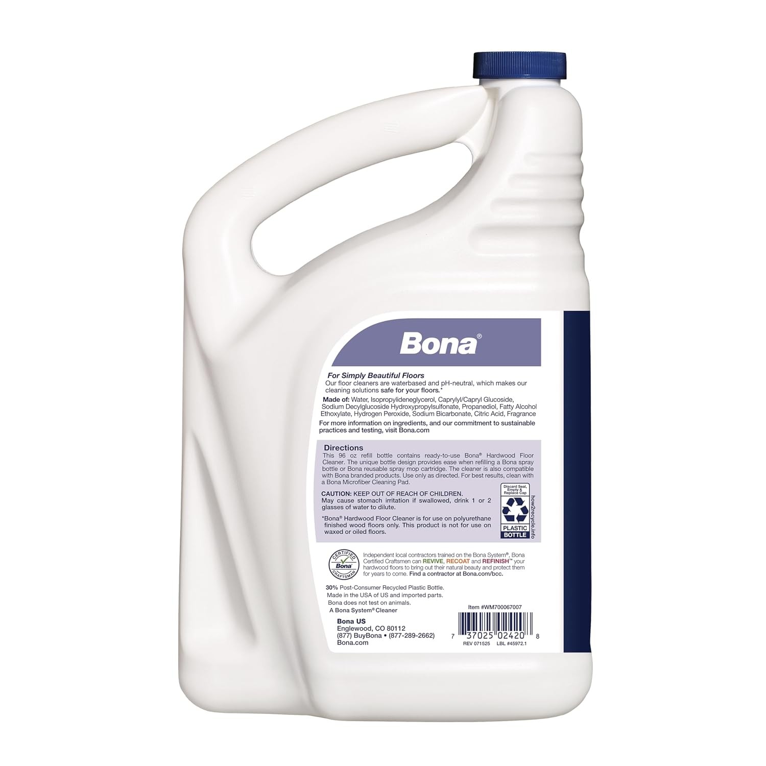 Bona Hardwood Floor Cleaner Refill – 96 fl oz – Lavender Thyme Scent – Residue-F