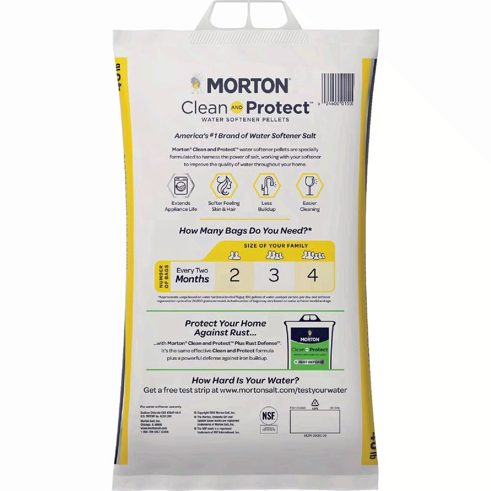 (4 pack) Morton Clean and Protect Water Softener Salt Pellets, 40 lb