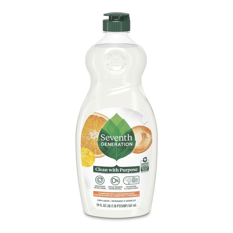 2 Pack Dish Soap Liquid Clementine Lemongrass Plant Based 19 oz Bottles