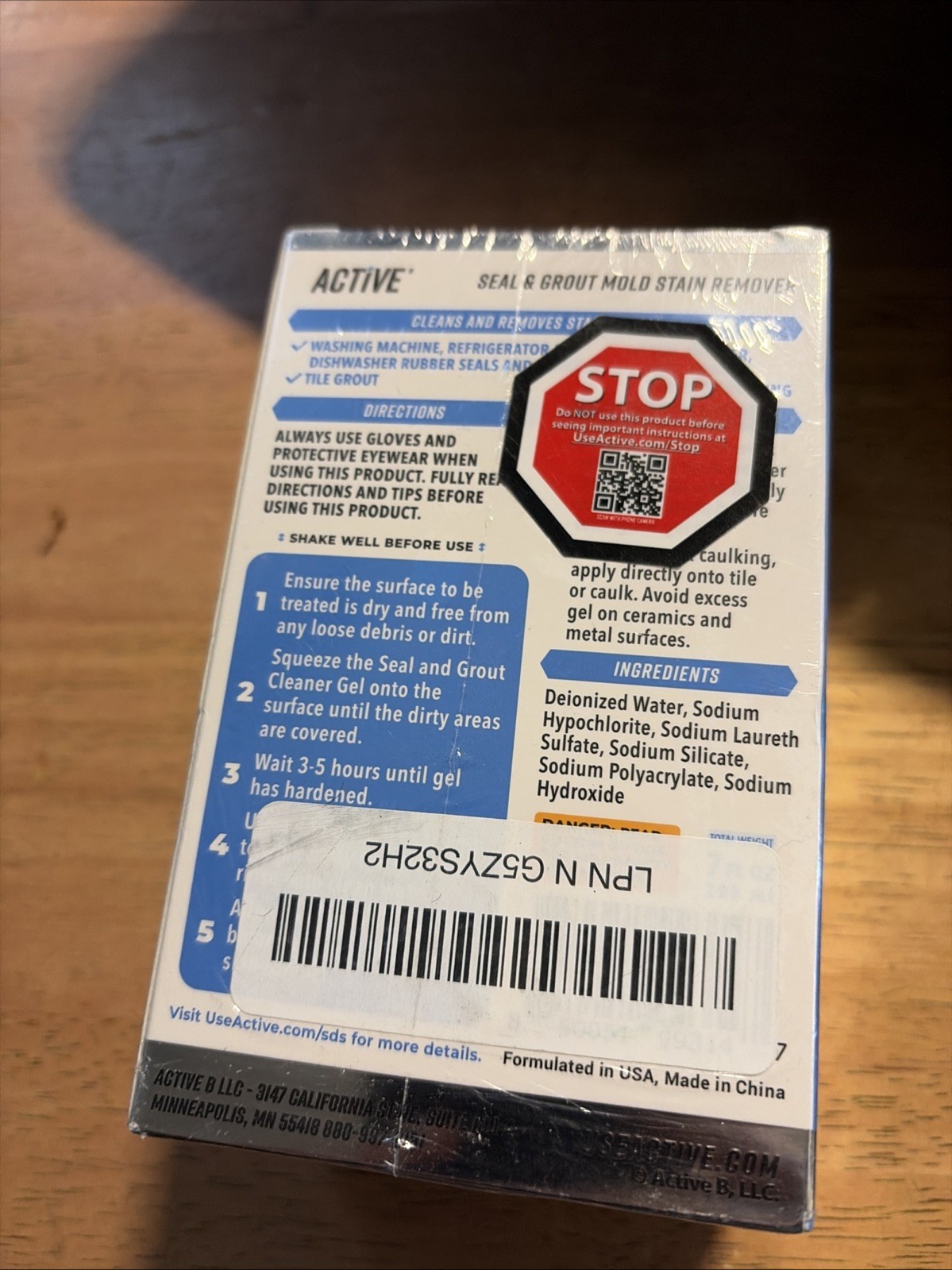 Active Mold Stain Remover Cleaner Seal Grout Deep Clean Heavy Duty Cleaner 7oz
