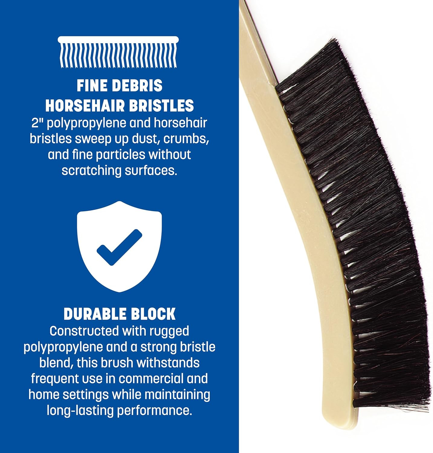 4541103 Plastic Block Narrow Radiator Brush, Horsehair/Polypropylene Bristles, 2