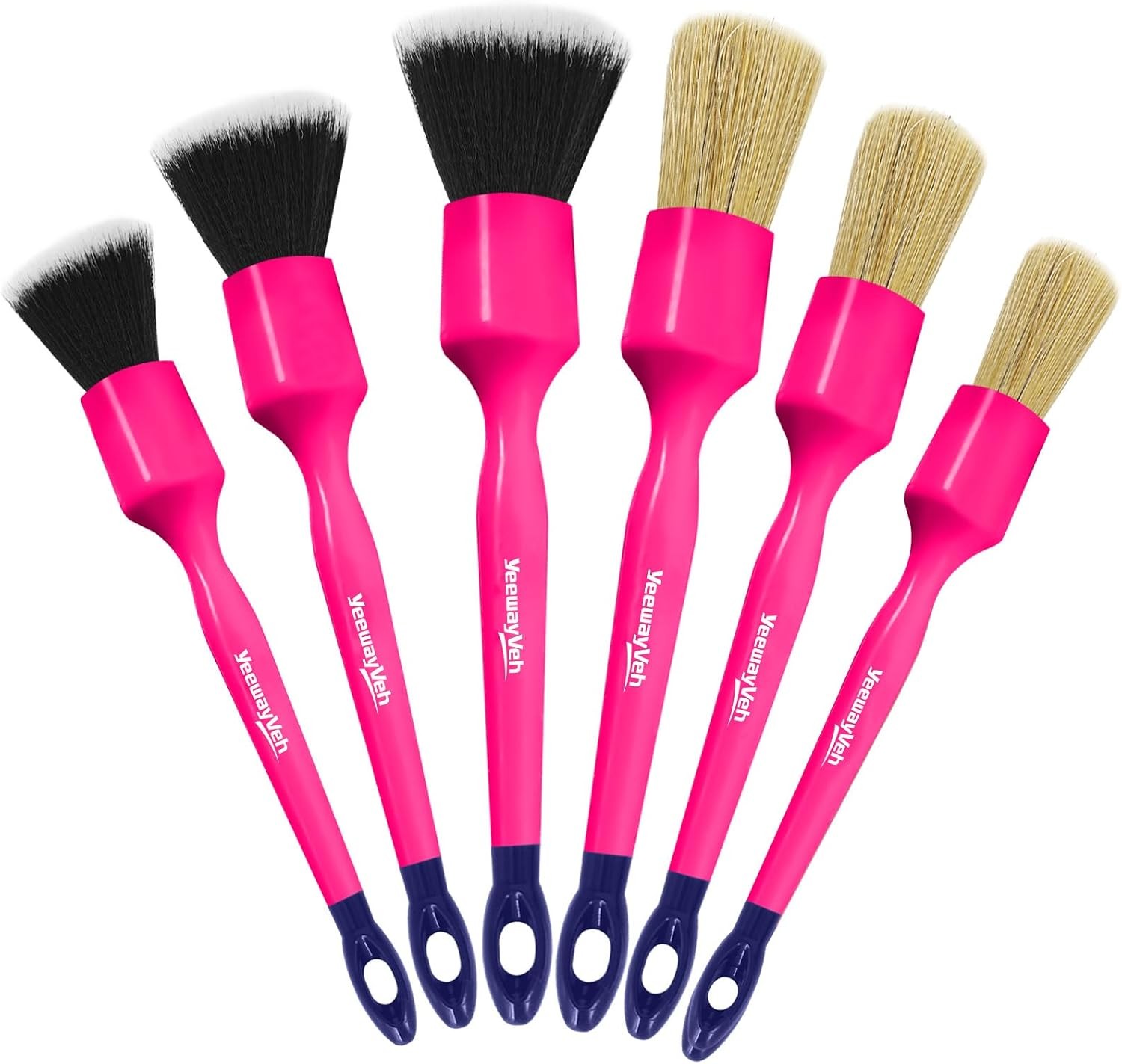 Car Detailing Brush Set, 3 Pack Ultra Soft Boars Hair Detailing Brushes for