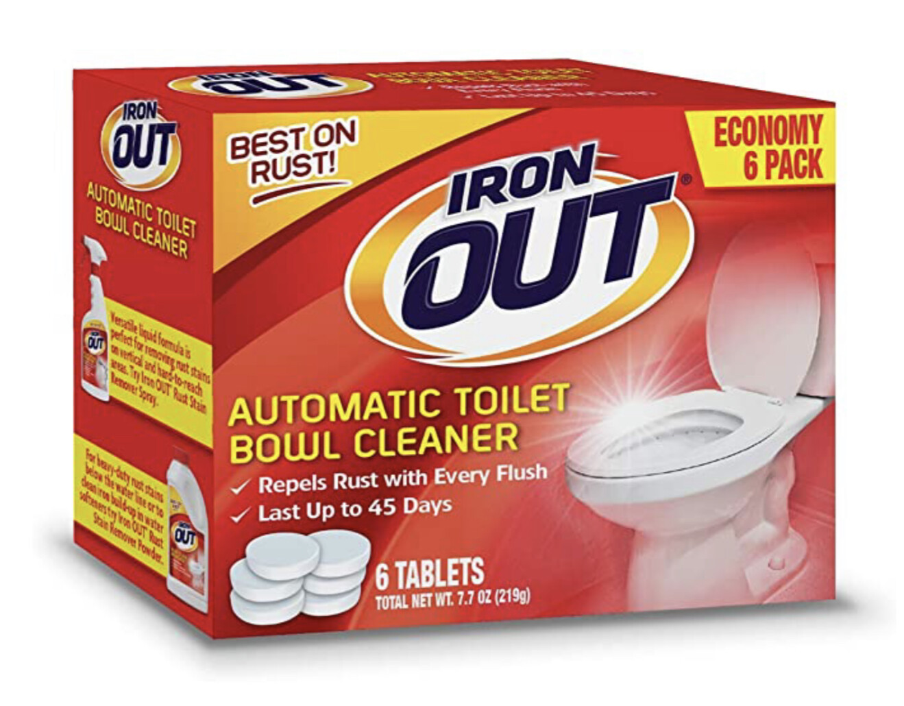 6ct IRON OUT Automatic Toilet Bowl Cleaner Repel Rust & Hard Water Stain Remover