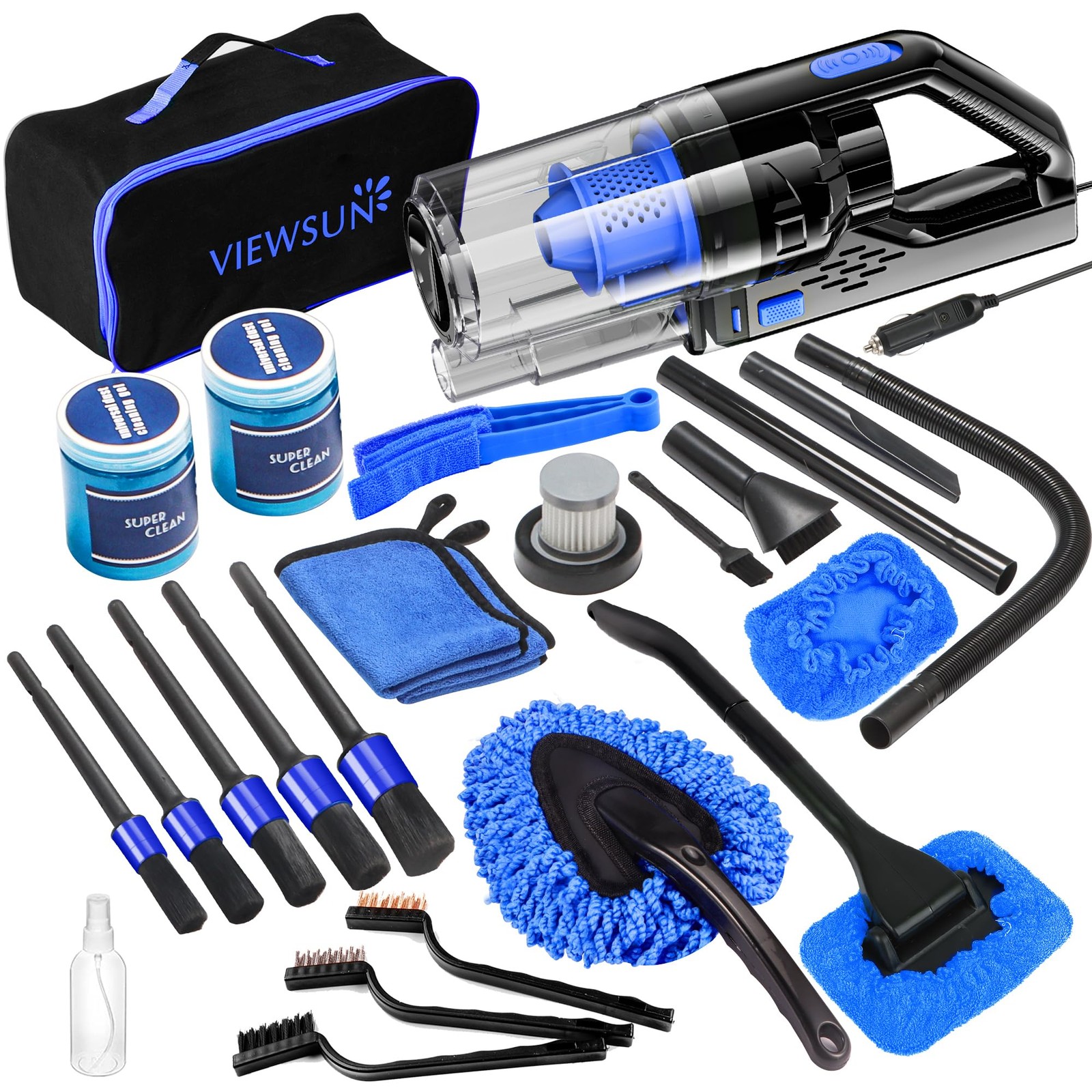 Viewsun Car Cleaning Kit, Car Interior Detailing Kit with High Power Handheld Va