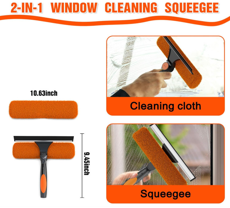 Kit Limpiavidrios 25 Pies con Poste Extensible para Ventanas Altas