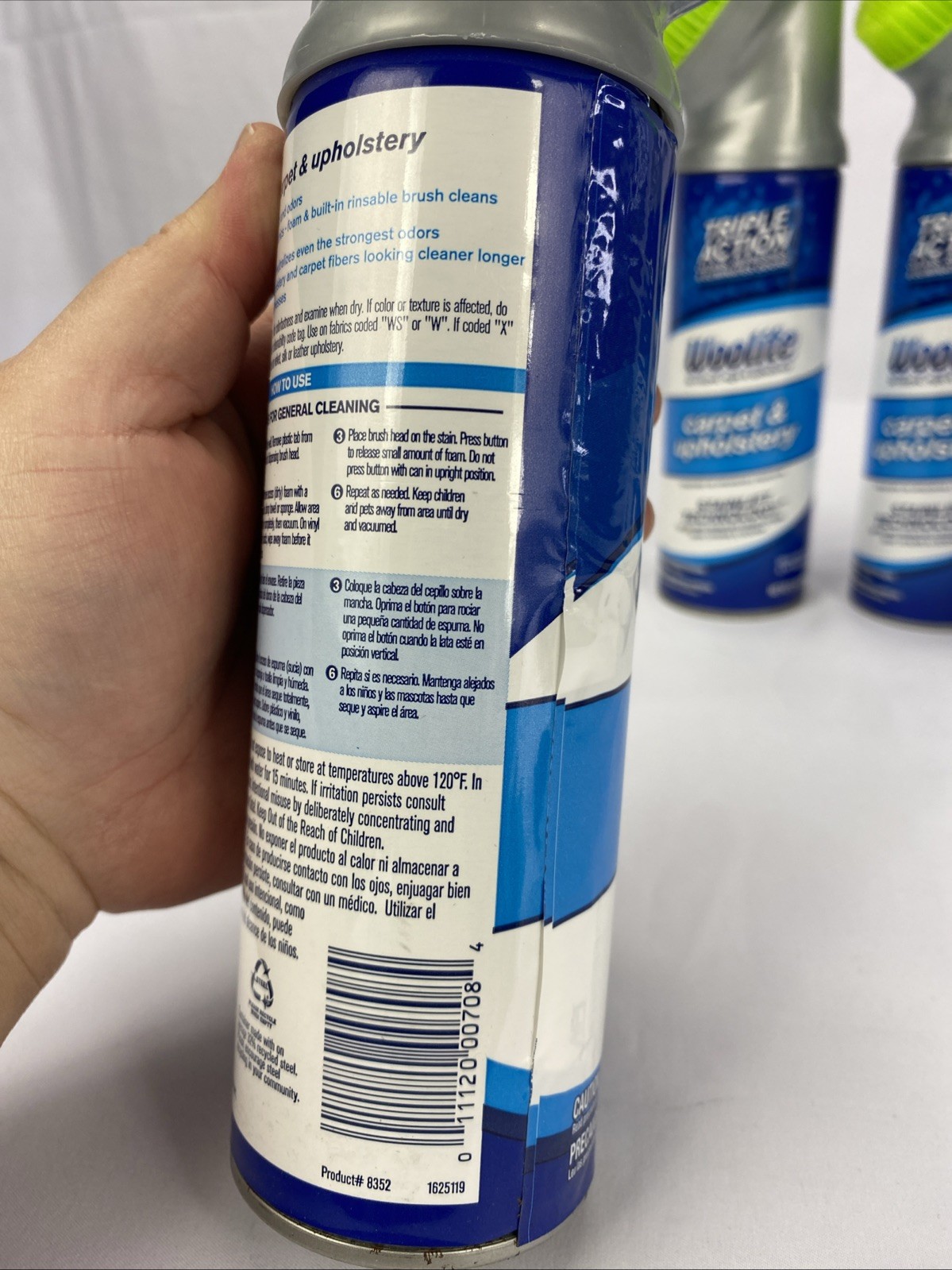 Woolite Carpet & Upholstery Triple Action Foam Cleaner Odor Stain Remover 12 oz 