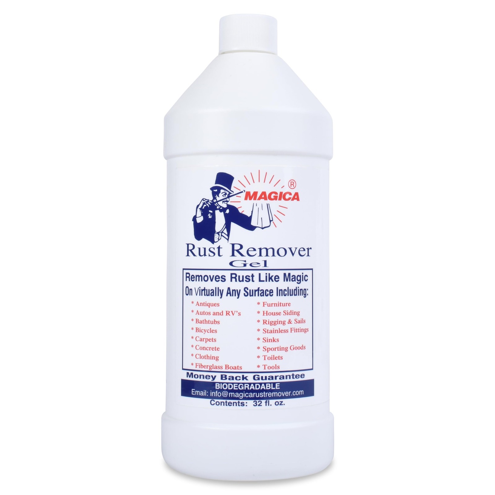 Magica Rust Remover Gel 32oz No Scrub Stain Cleaner for Various Surfaces