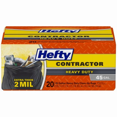 Contractor Trash Bags, Heavy Duty, 45-Gallon, 20-Ct. – E24519
