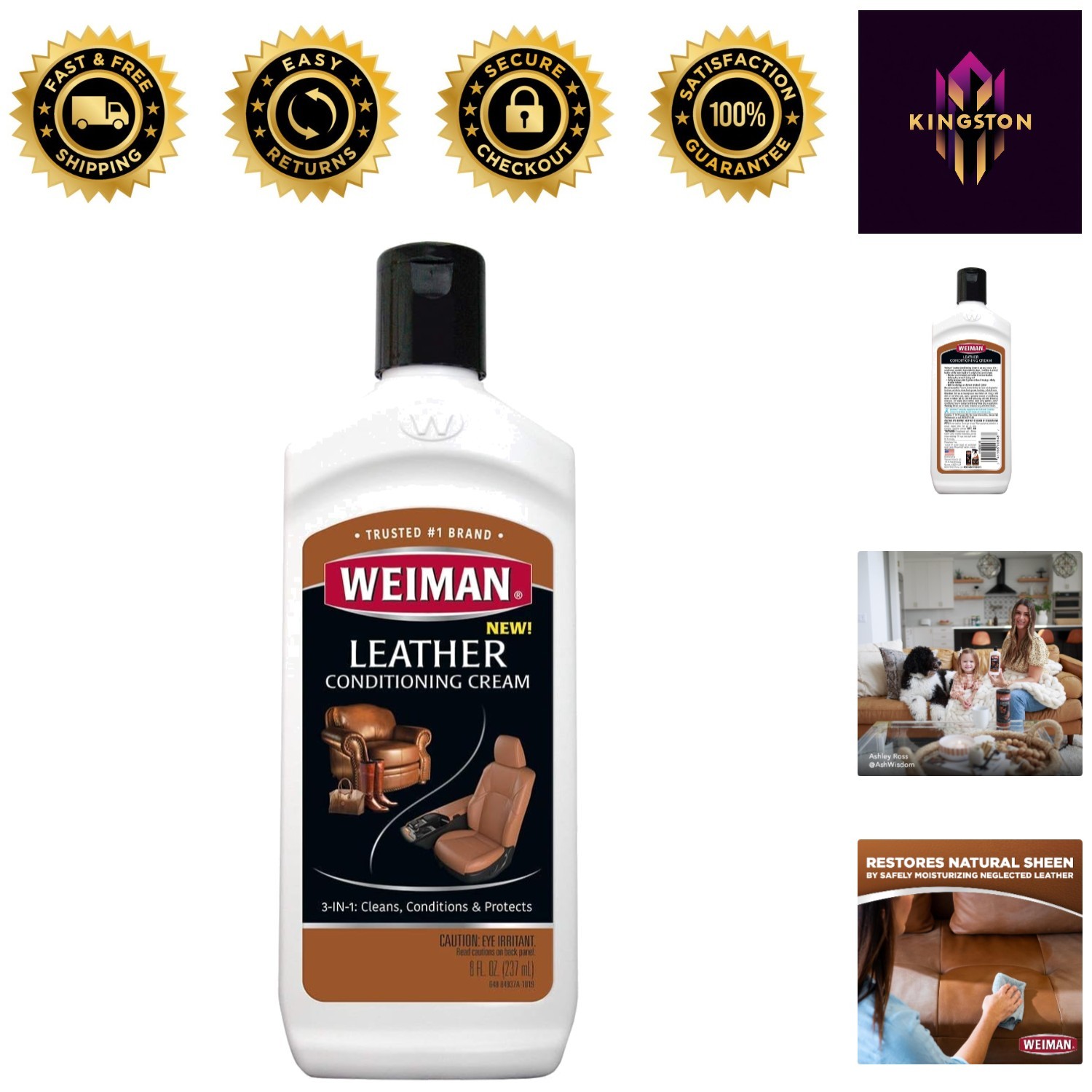 Deep Penetrating 3-in-1 Leather Cleaner & Conditioner for Luxurious Protection