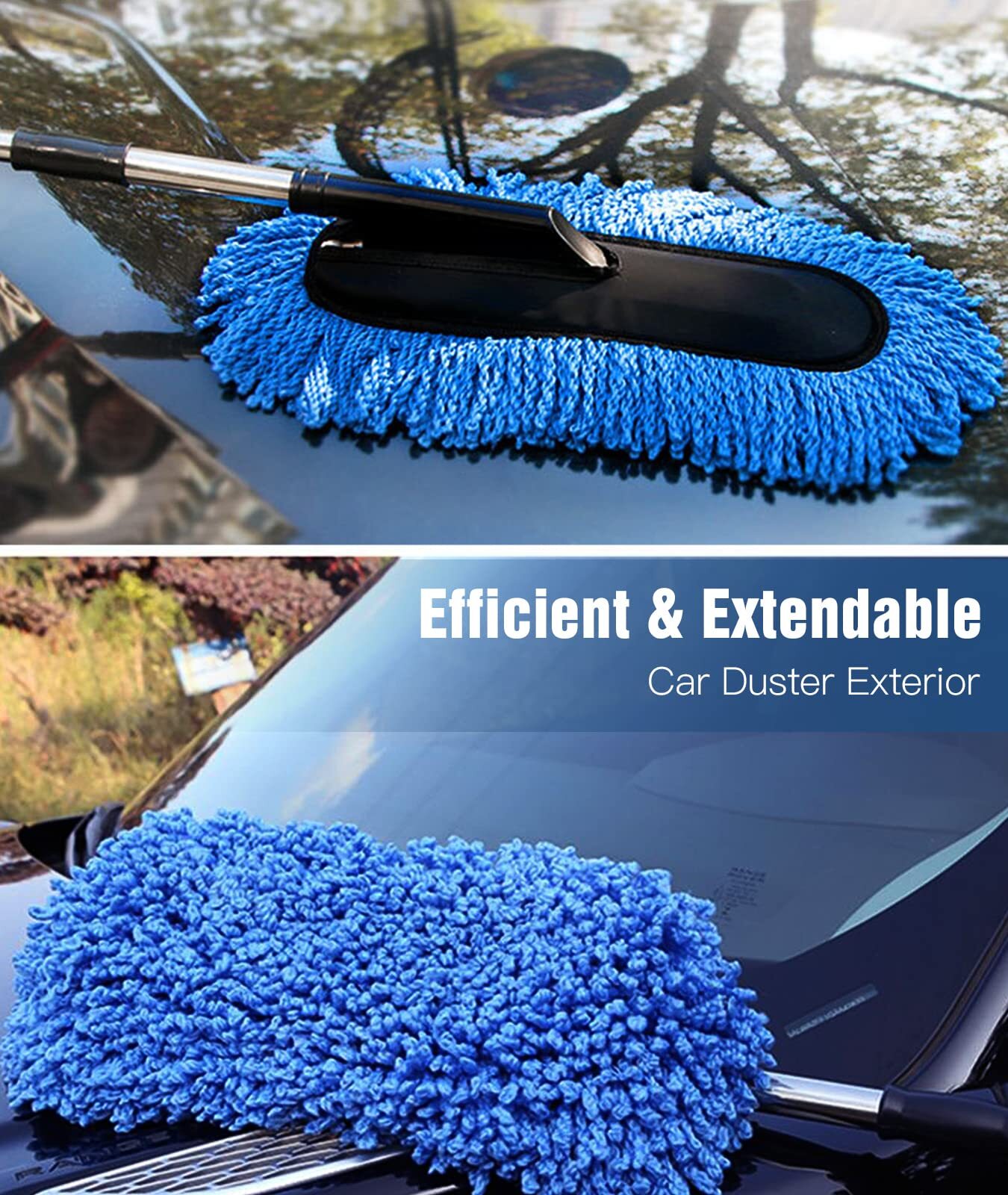 Car Duster Kit 3 Pack Car Detailing Brush Set With Extendable Microfiber Dust Br