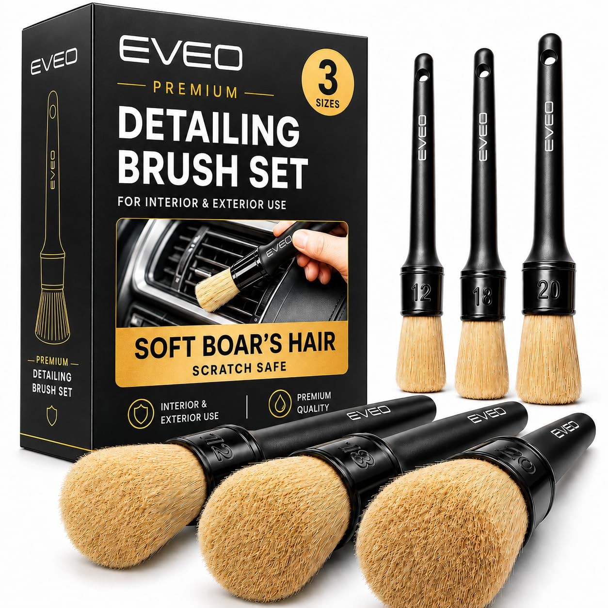 Car Detailing Brush Set – (3 Pack) Car Detailing Kit Interior, Car Interior D…