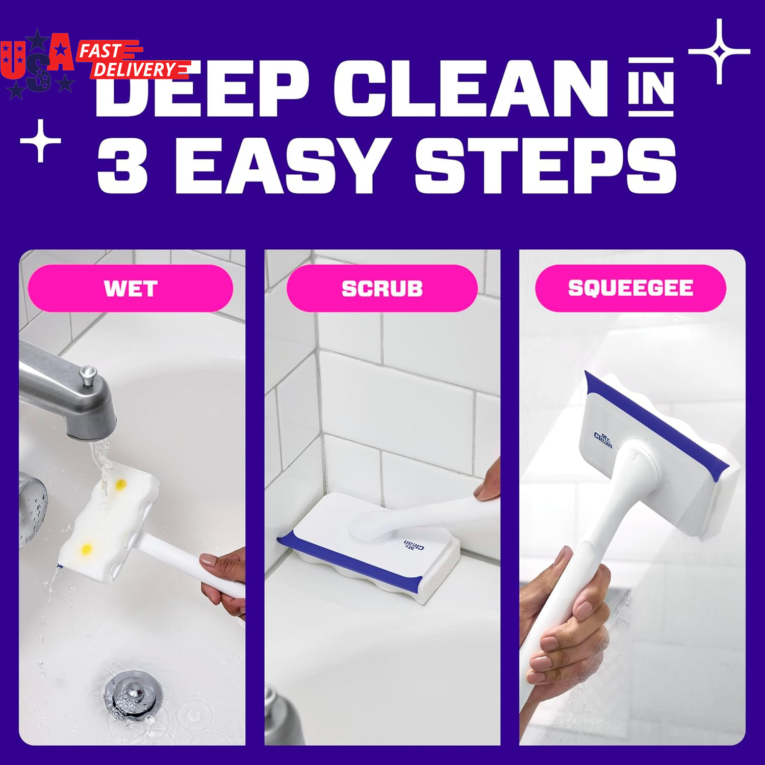 Magic Eraser Shower & Tub Scrubber, Bathroom Cleaner, All in One Bathroom Cleane
