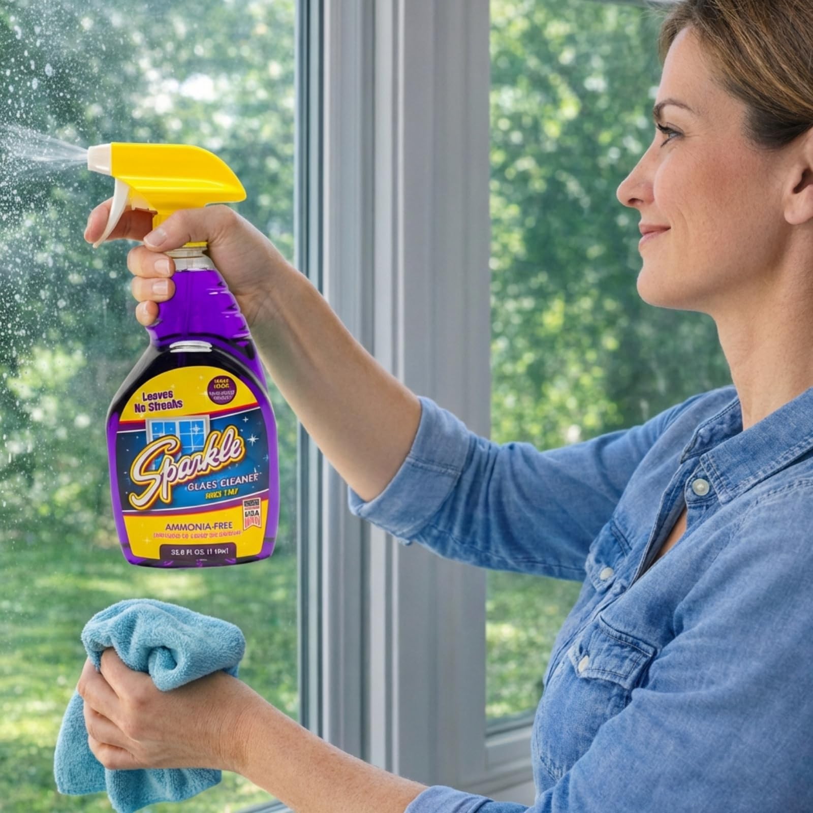 Glass Cleaner, Ammonia-Free Streak-Free Formula, 33.8 fl oz Spray Bottle, Saf…