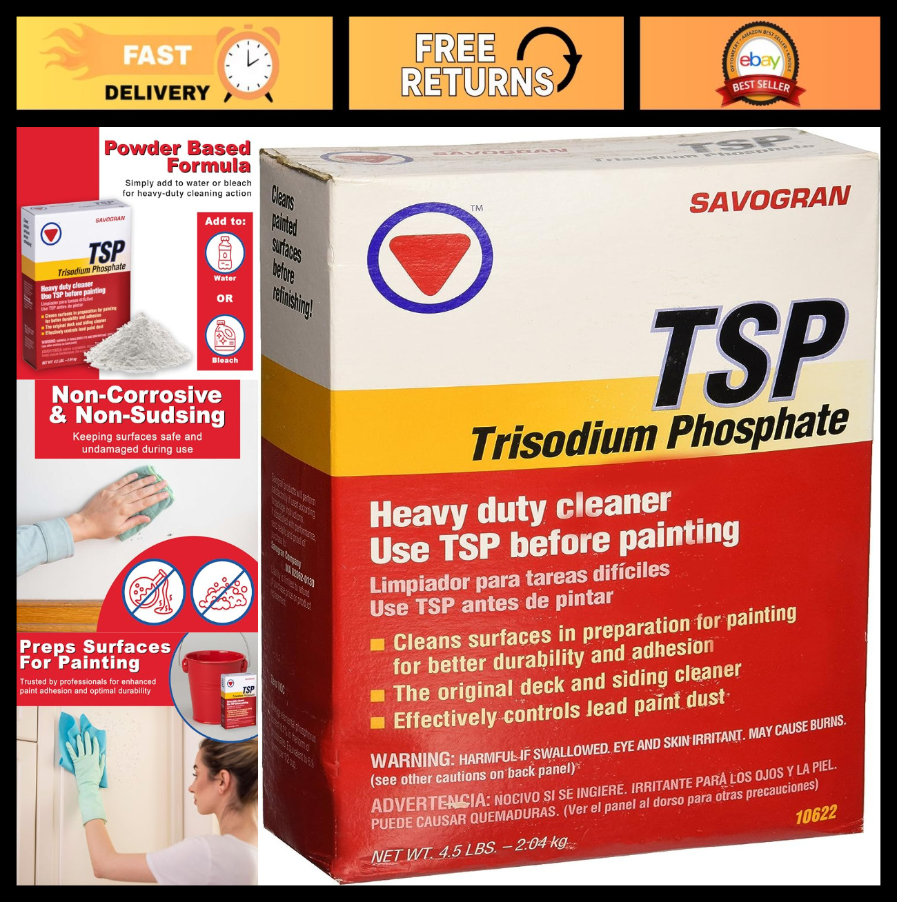 Trisodium Phosphate (TSP) 4.5lbs – Heavy-Duty Cleaner, Degreaser, Stain Remover
