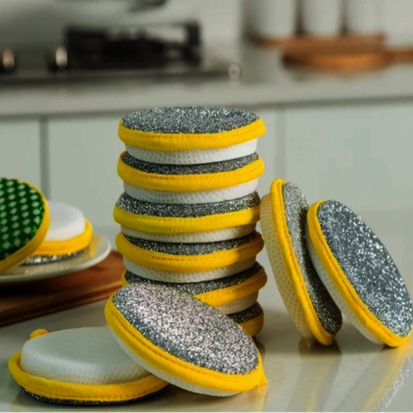 4pieces Double-Sided Scouring Pads Dish Pan Washing Sponge Kitchen Cleaning Tool