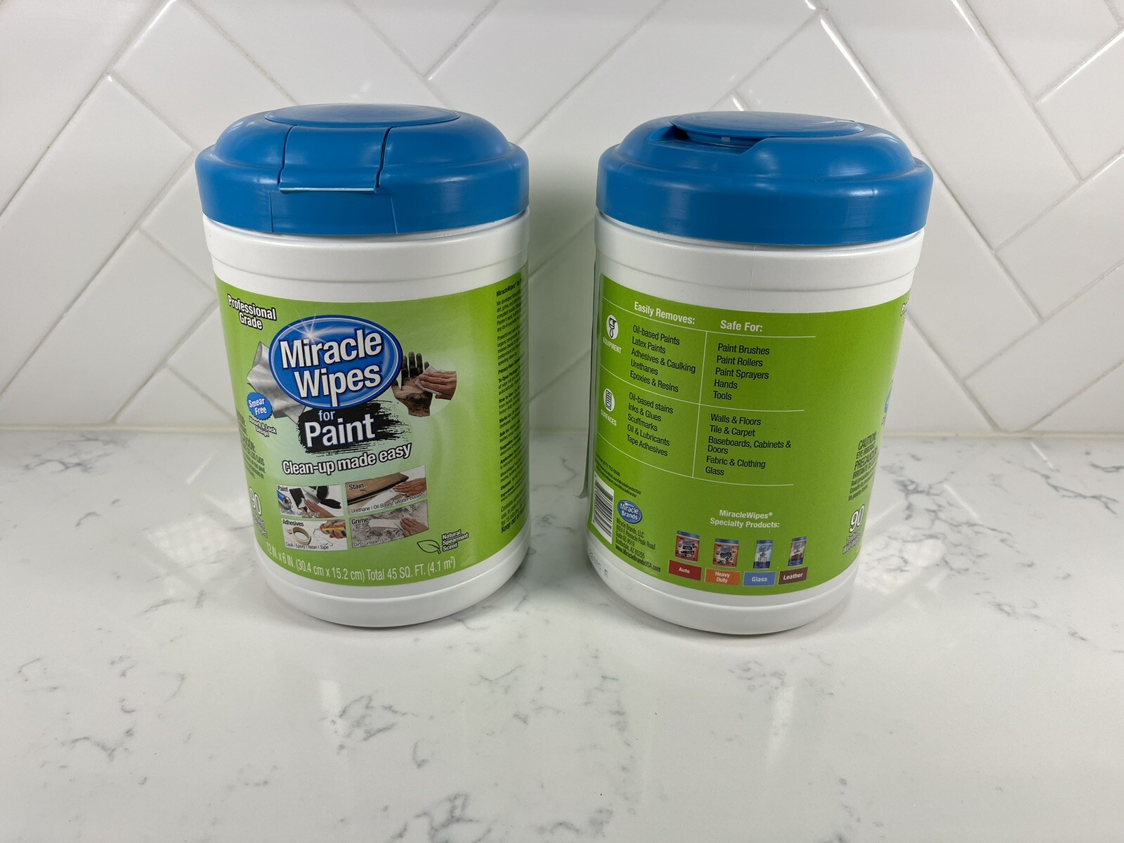 Lot of 2 Miracle Brands Paint Wipes – Textured Wet Wipes 180 Ct Total – 12″ x 6″