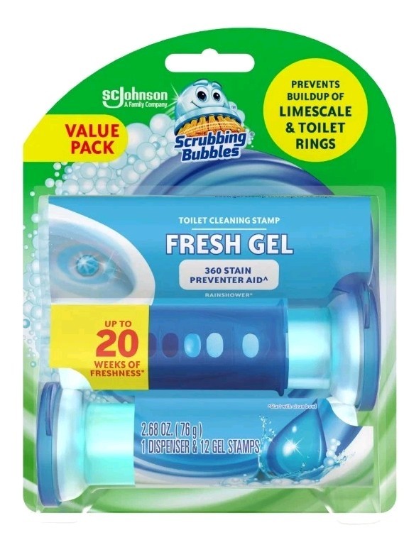 Scrubbing Bubbles Toilet Cleaning Gel Stamps – Rainshower, Pack of 6