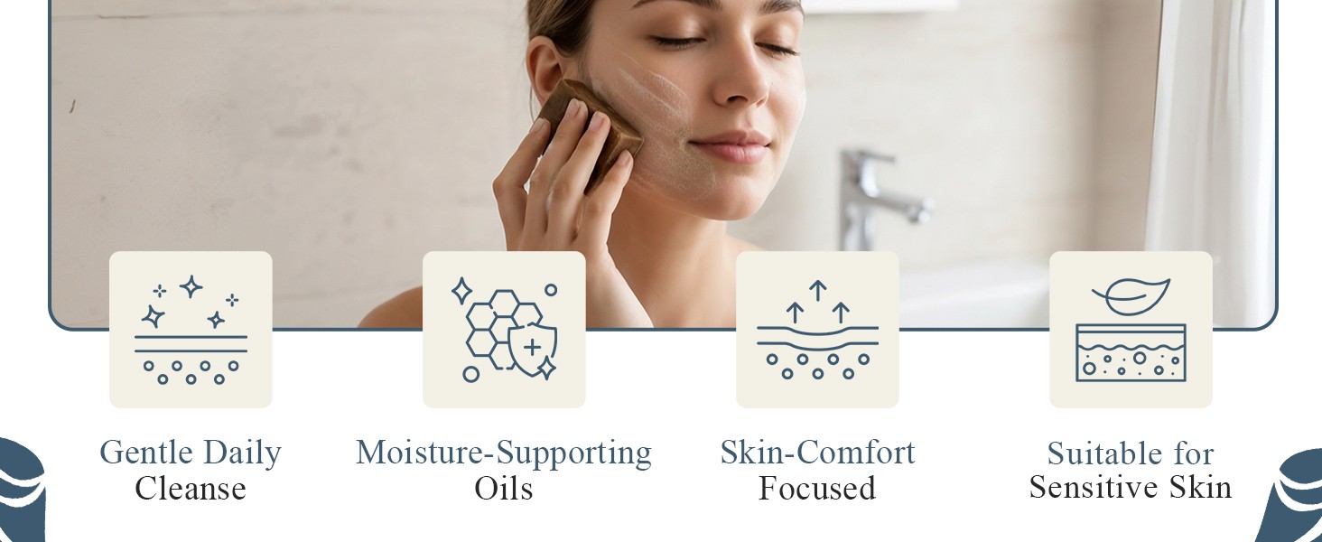 Switch2Pure Nourishing Soap Bar for Sensitive Skin with Jojoba, Avocado & Rose