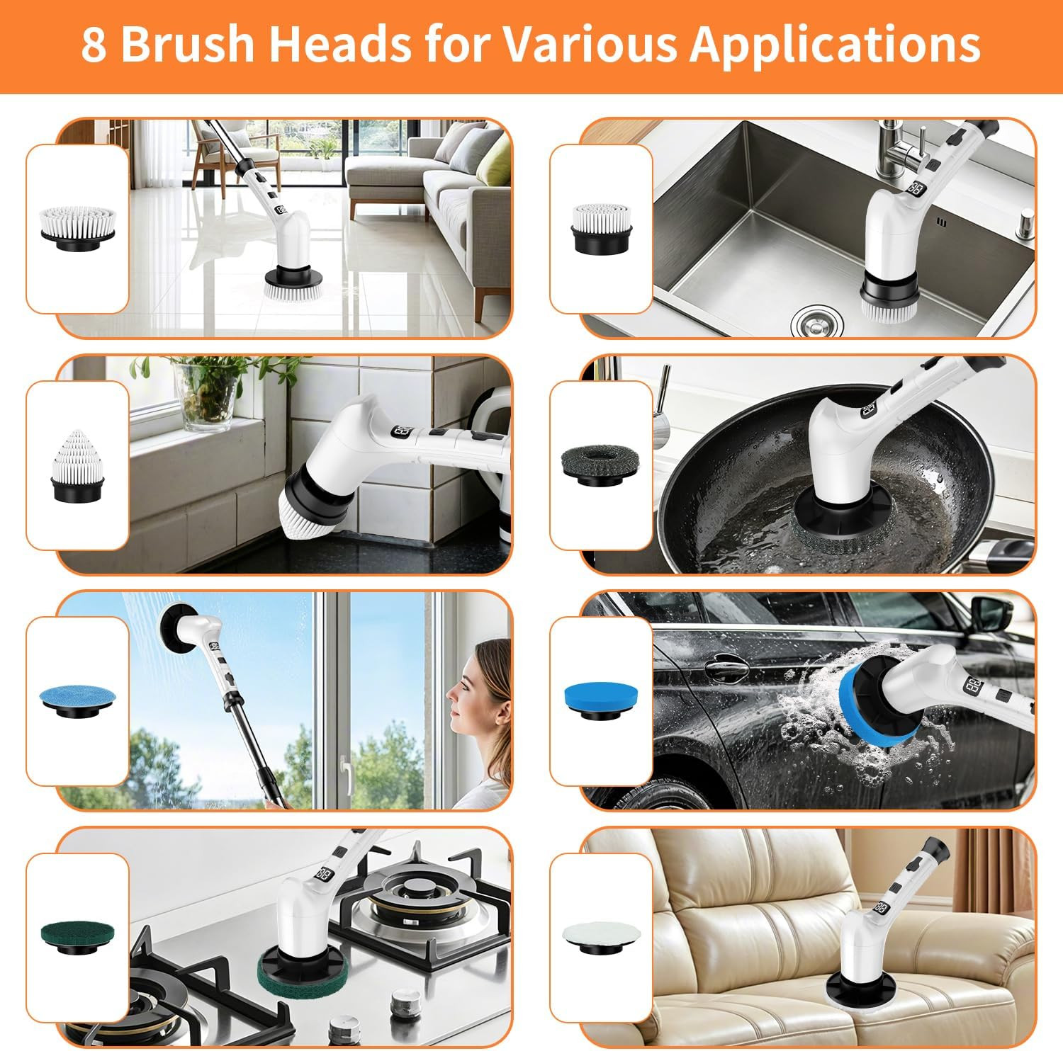 Electric Spin Scrubber for Cleaning Bathroom,Cordless Power Shower Scrubber – El