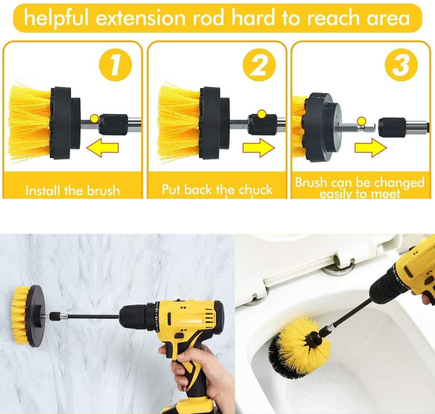 24 Pieces Drill Brush Attachment Set Power Scrubber Cleaning Kit Electric Scrubb