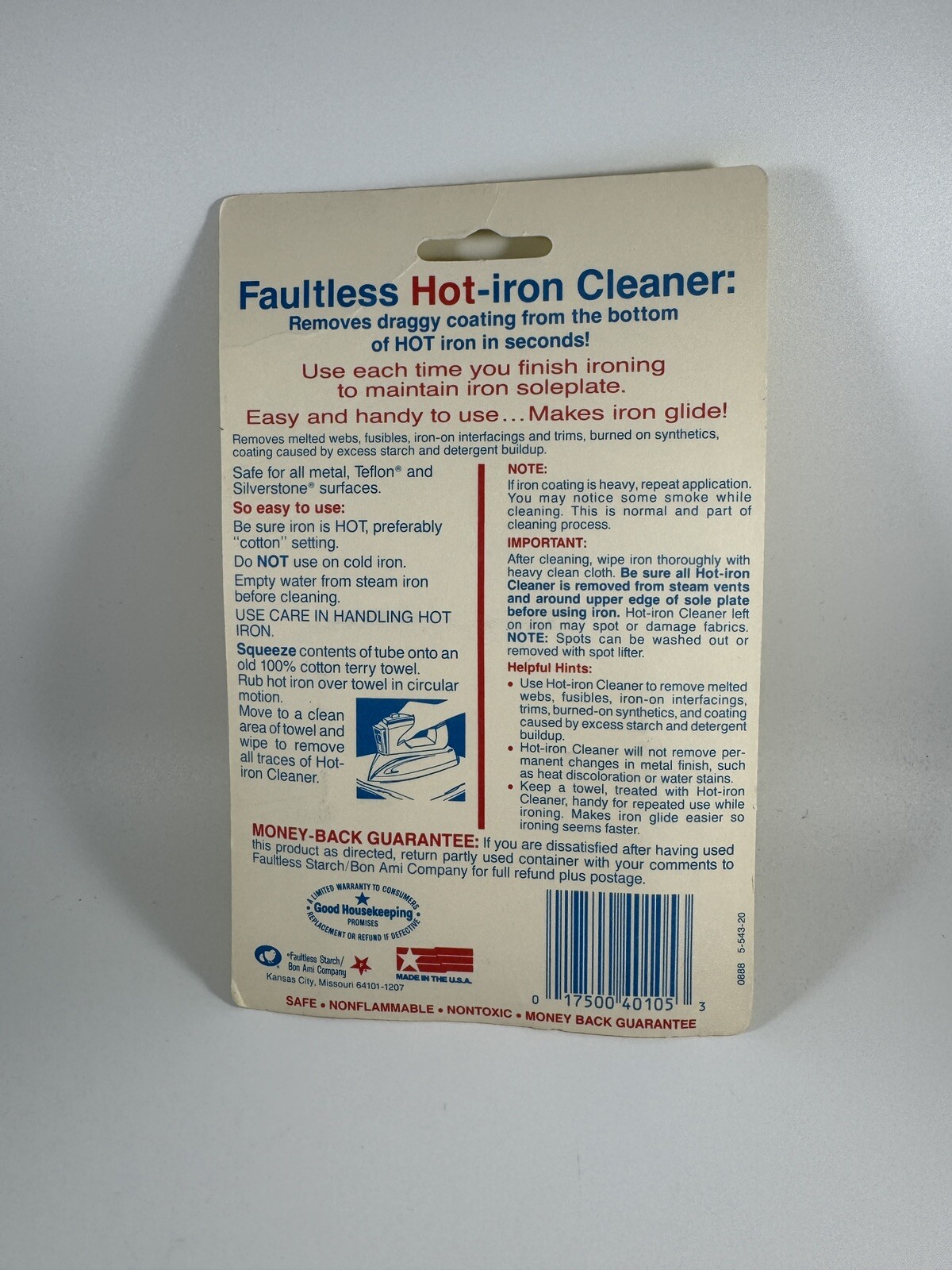 NIP Faultless Hot-Iron Cleaner 2 – 0.17 oz. Removes Draggy Clothing
