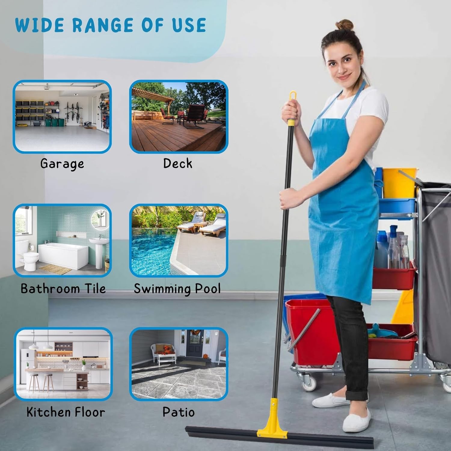 Ergonomic Long Handle Squeegee for Comfortable Indoor and Outdoor Cleaning