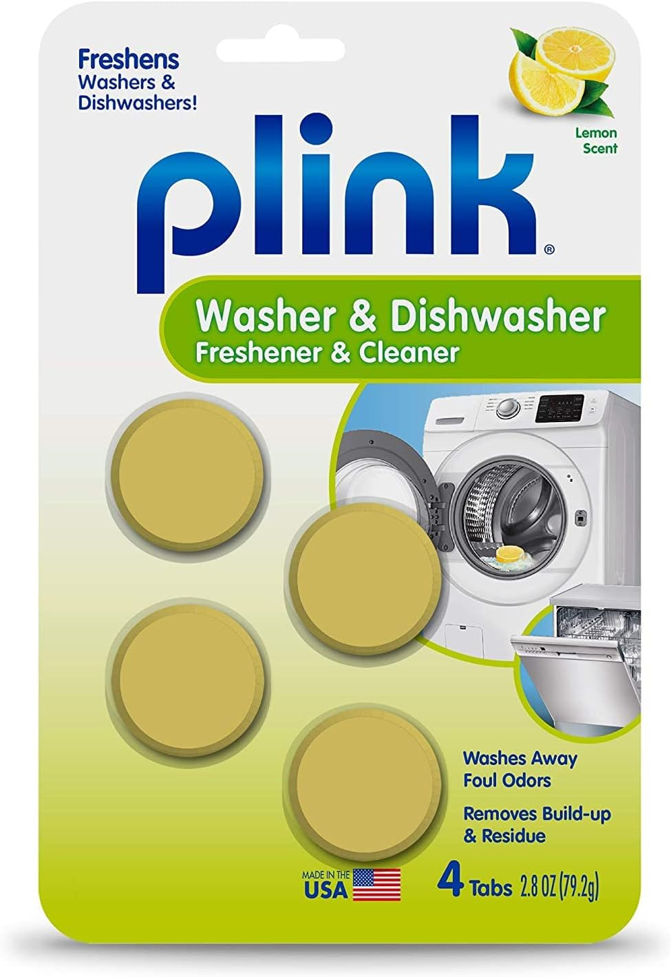 Lemon Washer Dishwasher Cleaning Freshener Tablets 4 Count Powerful Deodorizer