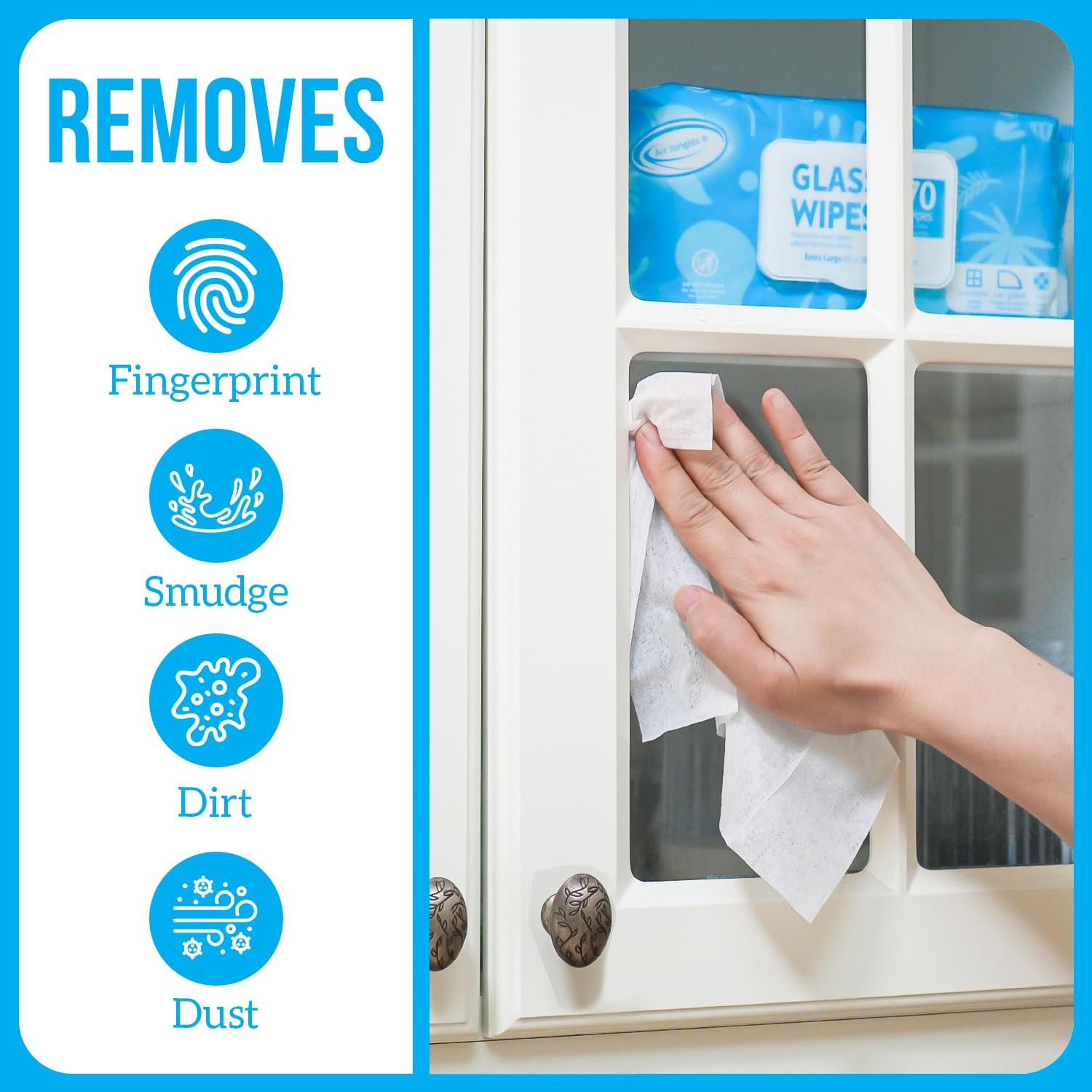Glass Cleaner Wipes for Auto Window Mirror 70 Count, Ammonia-free, Streak-fre…
