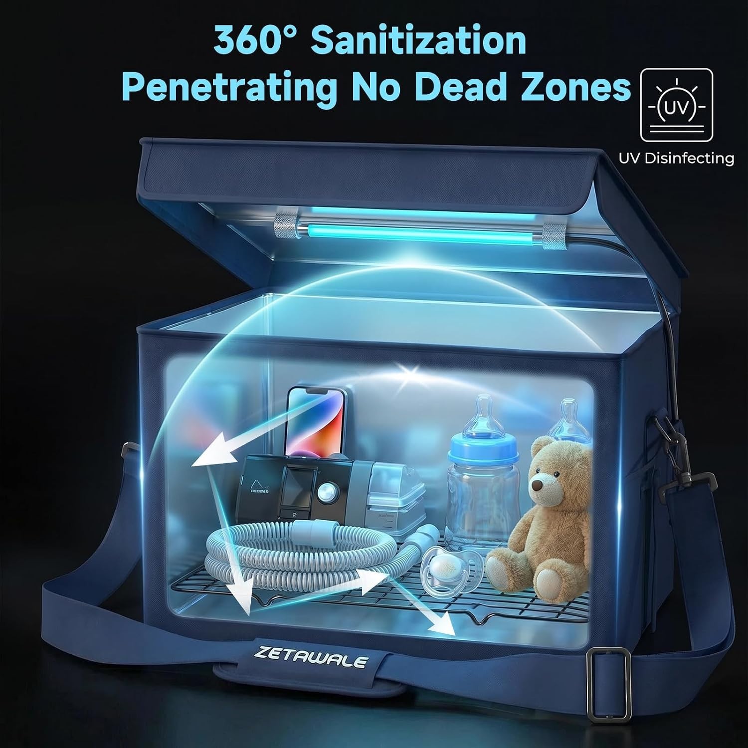 ZETAWALE UV Sanitizer Box Ozone Portable Cleaner&Sanitizing Machine w/ Timer 36L