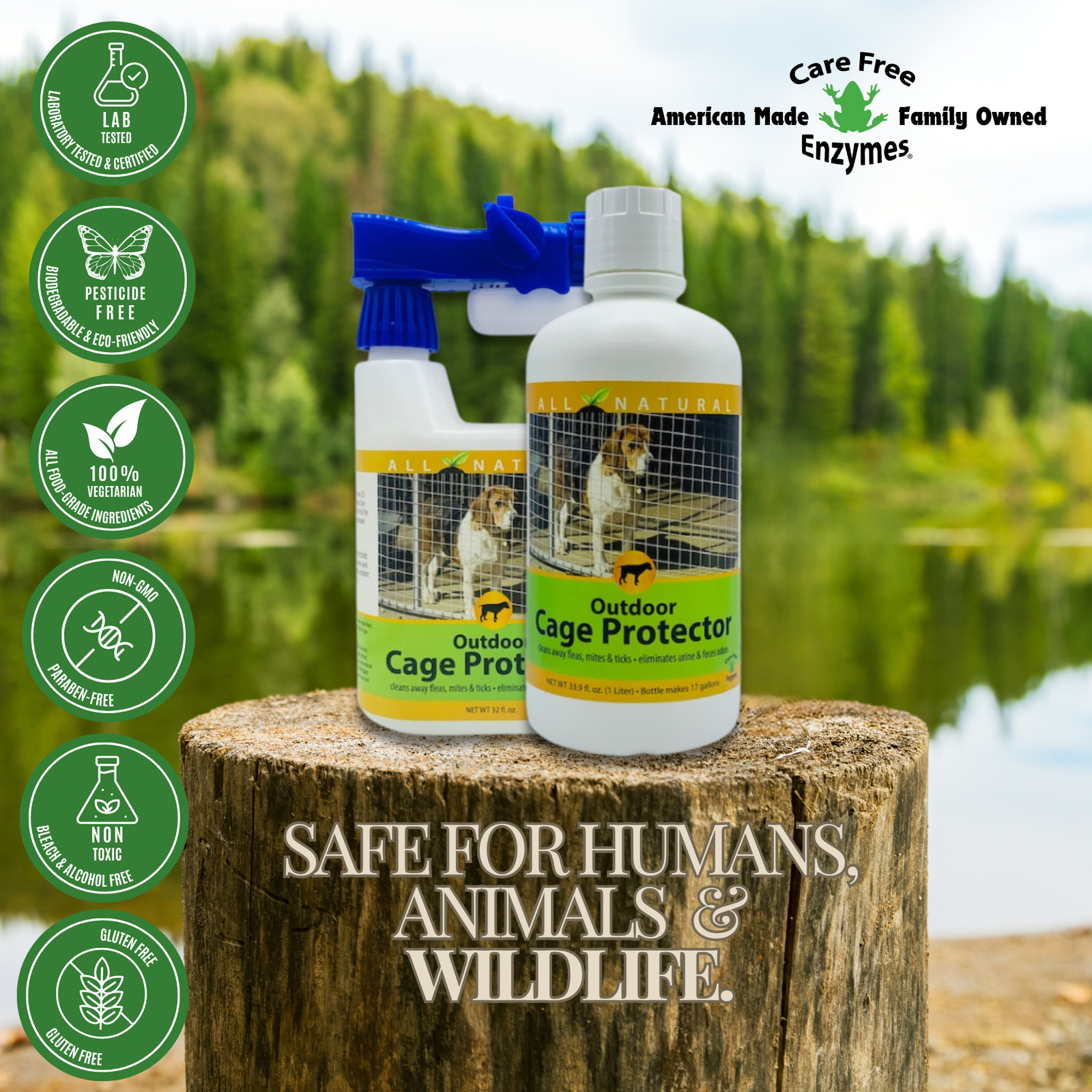 Outdoor Kennel & Cage Cleaner Concentrate | Eliminates Urine & Waste Odors | 32