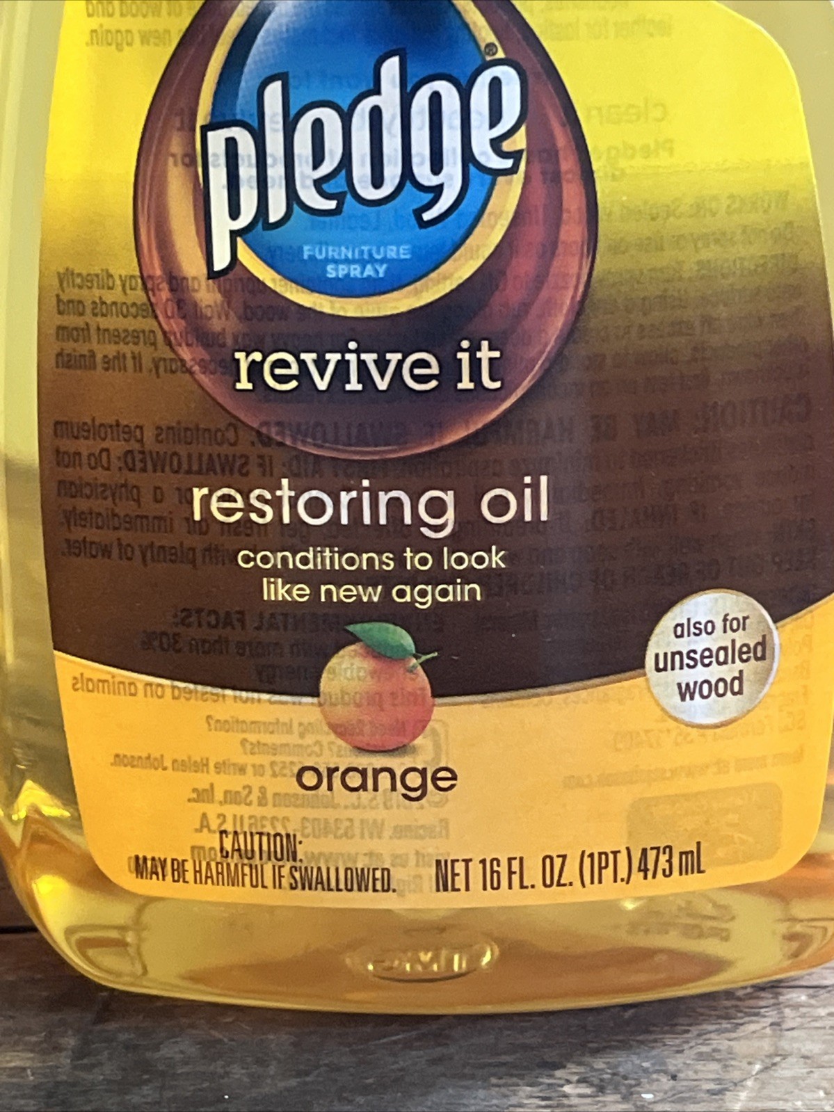 Pledge Revive It Restoring Orange Oil Wood Cleaner – 16oz Each x2