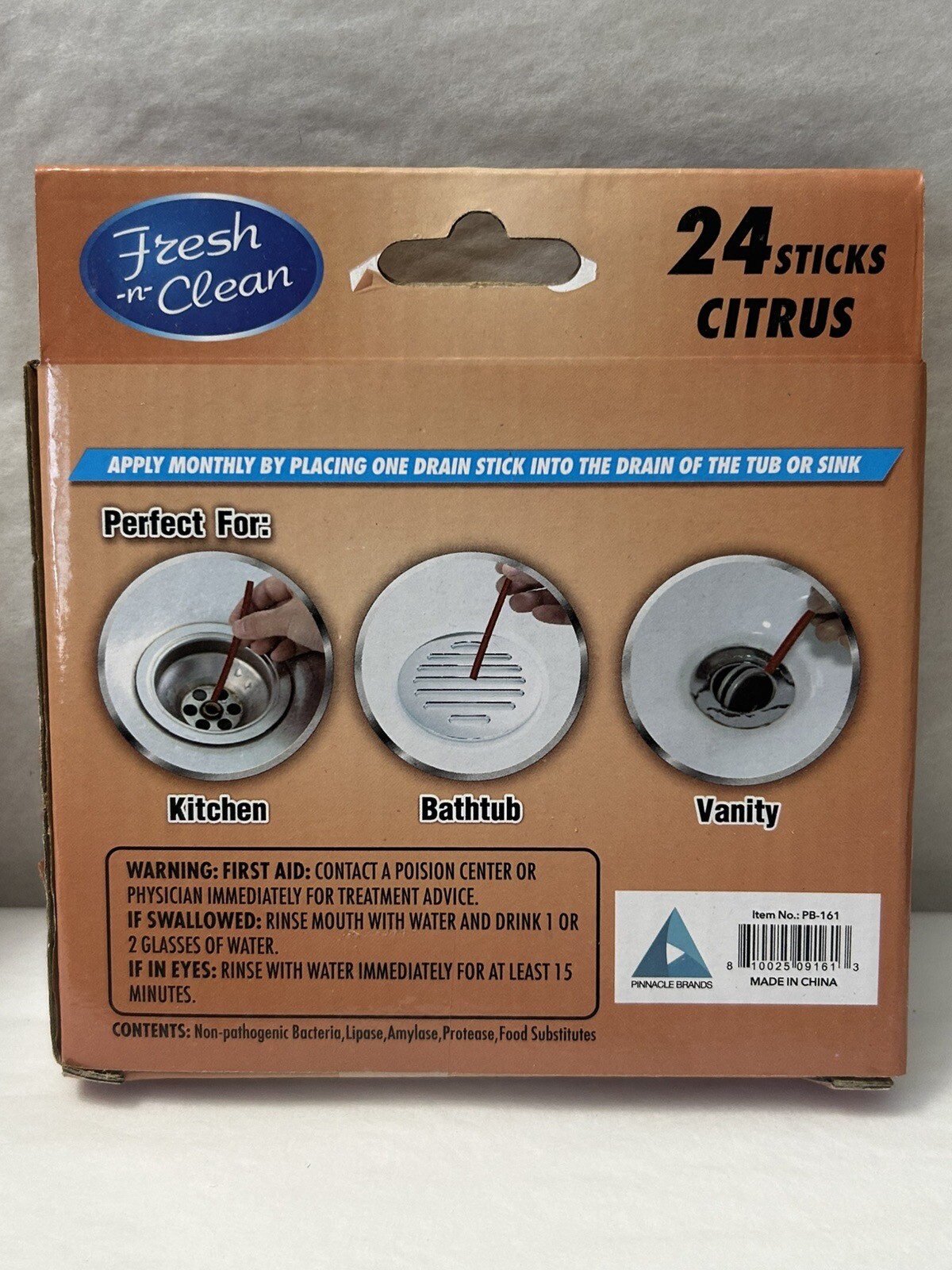 New Fresh -n- Clean Drain Odor Sticks Citrus Scent 2-PACK 48 Sticks Total