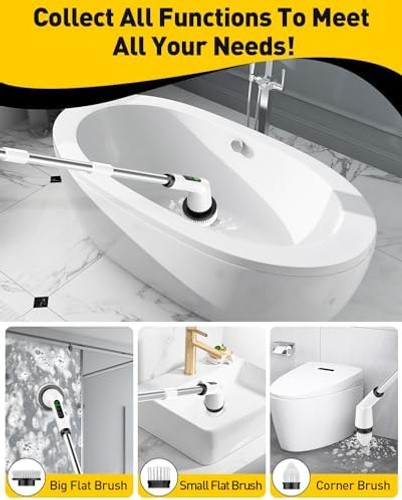 Electric Spin Scrubber for Cleaning Bathroom, Shower Scrubber Cordless Cleani…