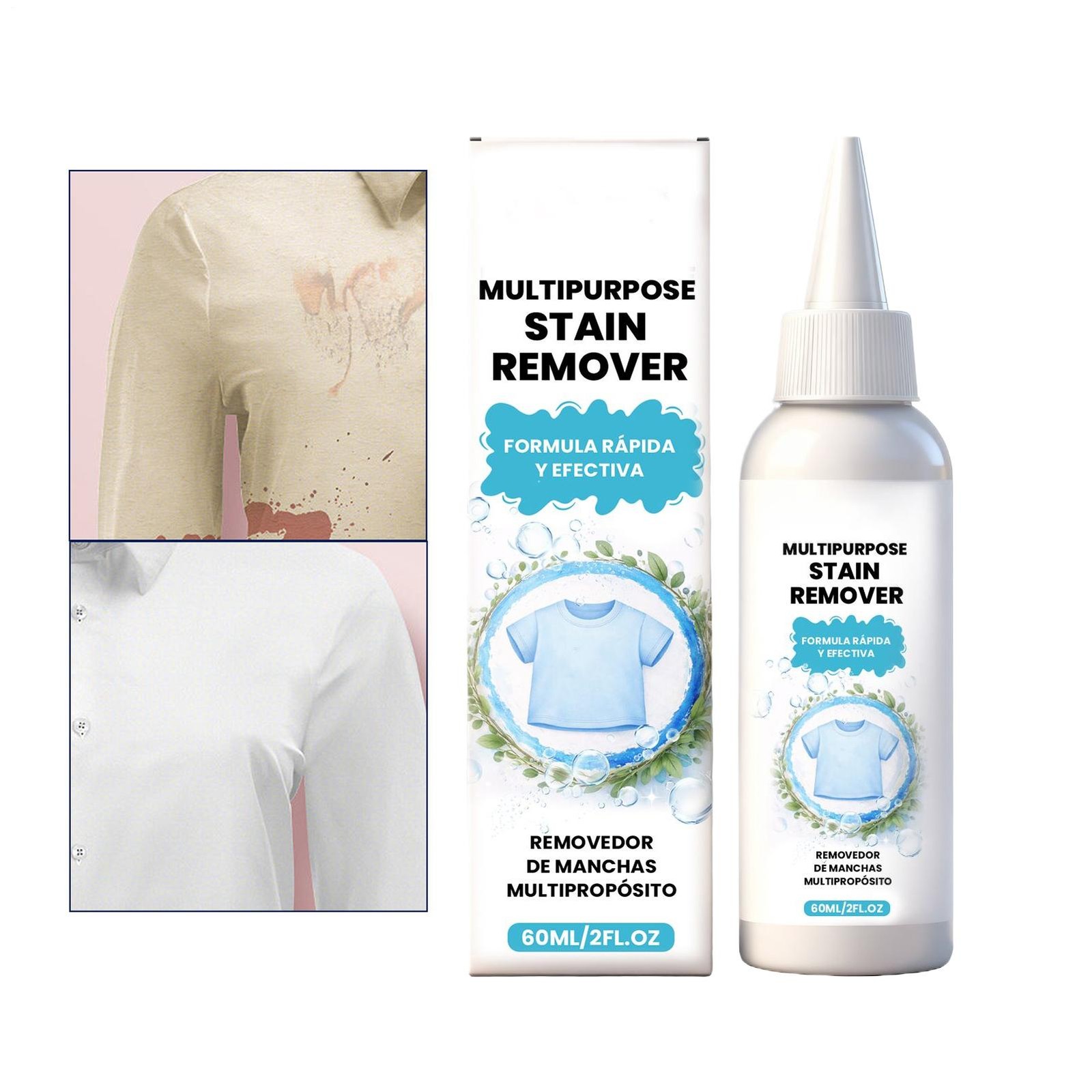 Fabric Stain Remover 60ml Laundry Grease Cleaning Spray Fabric Stain
