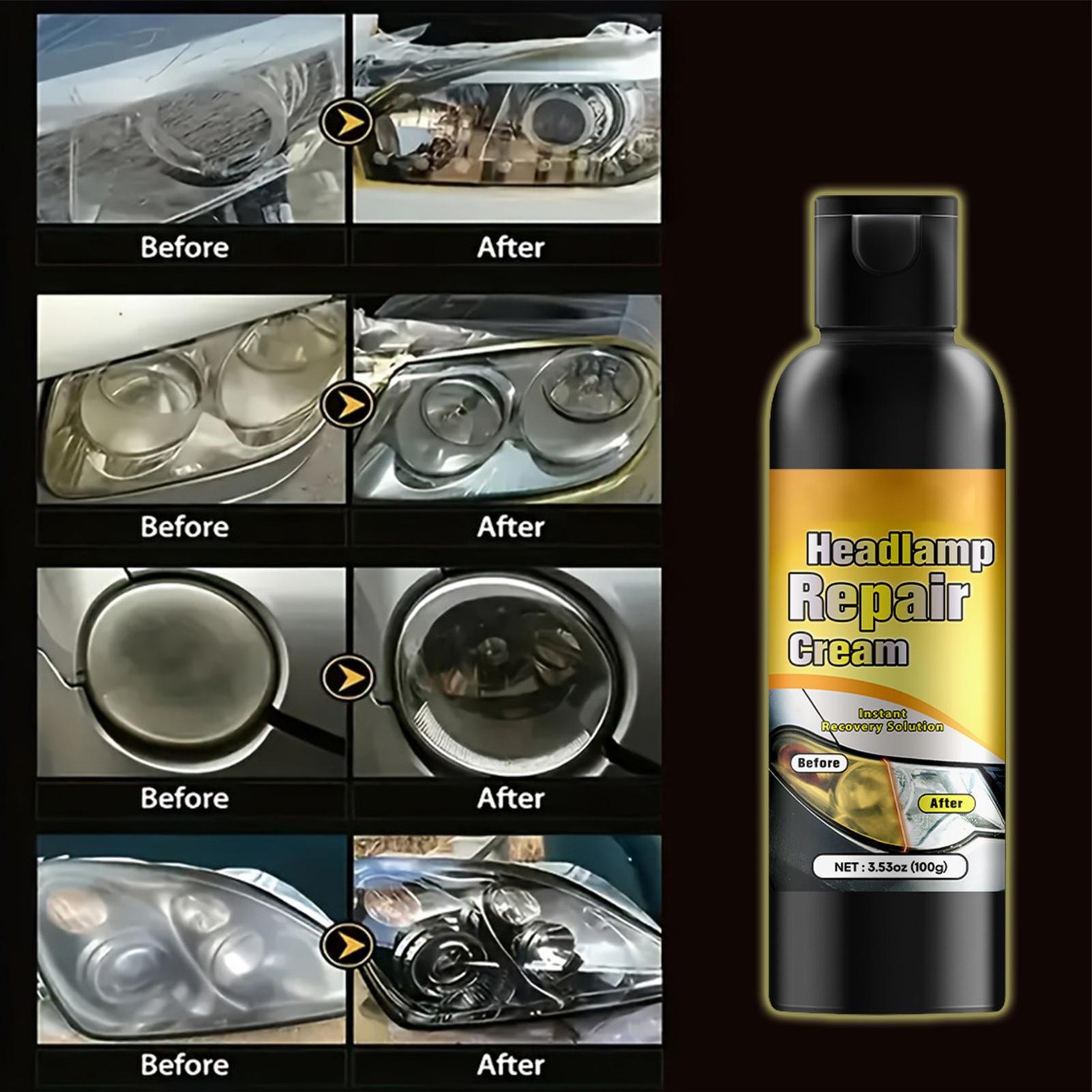 Car Headlight Restoration Kit Scratch Remover & Cleaning Polish Paste 30g