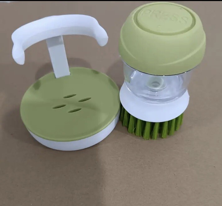 Dish Scrub Brush with Soap Dispenser – Palm Scrub Washing Brush for Dishes Pots