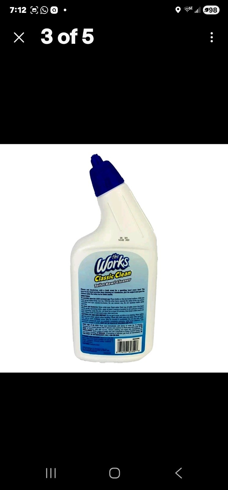 4 Pack of The Works Toilet Bowl Cleaner 24oz each