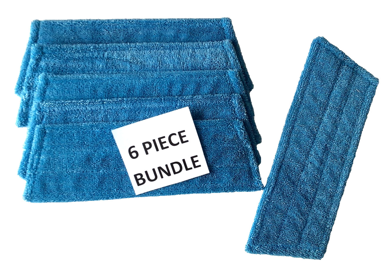 6 Pack Click n Clean Rejuvenate Compatible Microfiber Mop Pads 17″x6″ Size