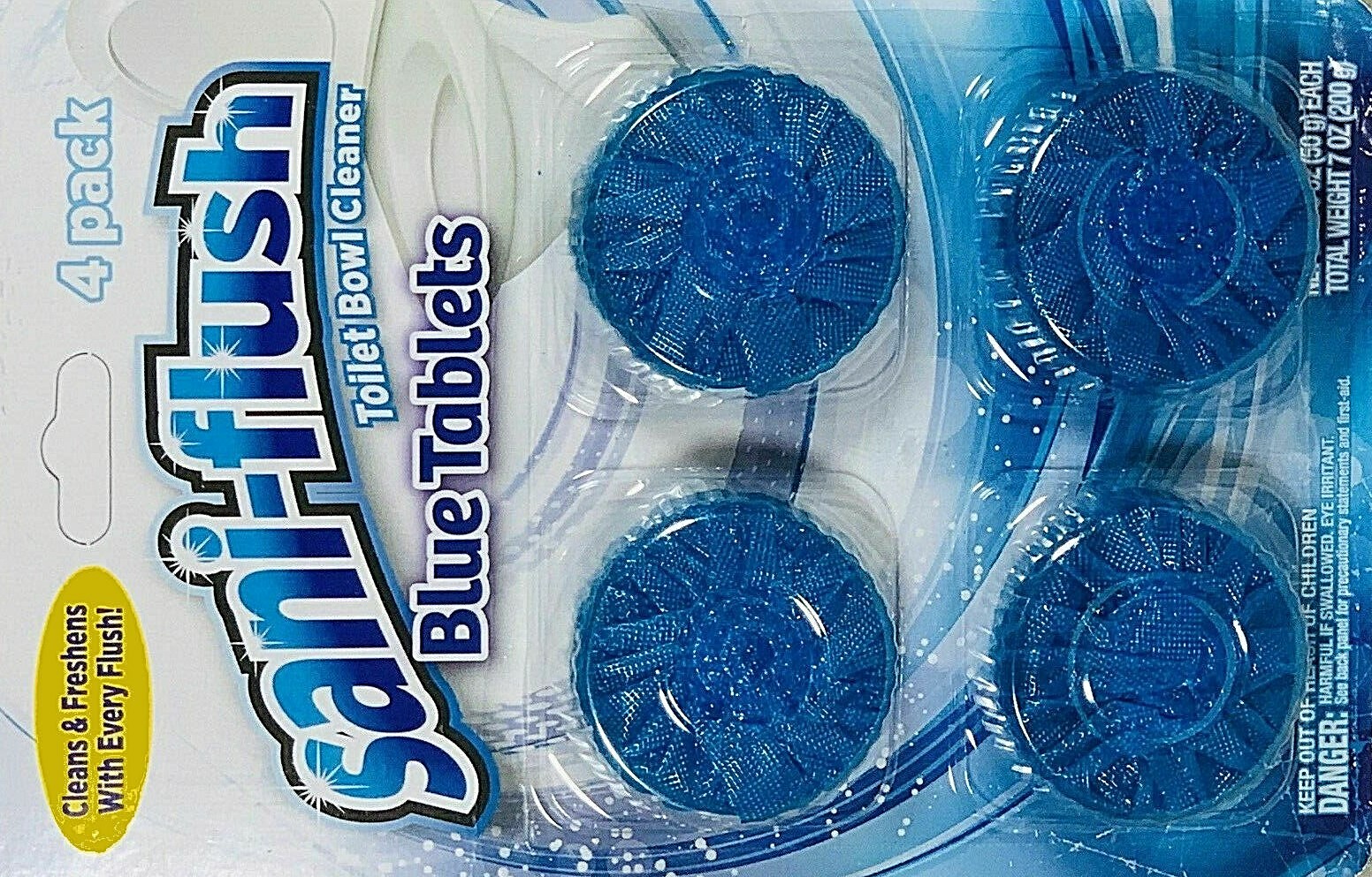 ( LOT of 4 ) Sani-Flush Automatic Blue Tablets Toilet BowlCleaner Cleans& Fresh