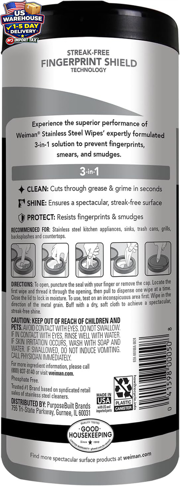 Stainless Steel Cleaner Wipes 30 Pack Anti Fingerprint Grease Streak Free Clean