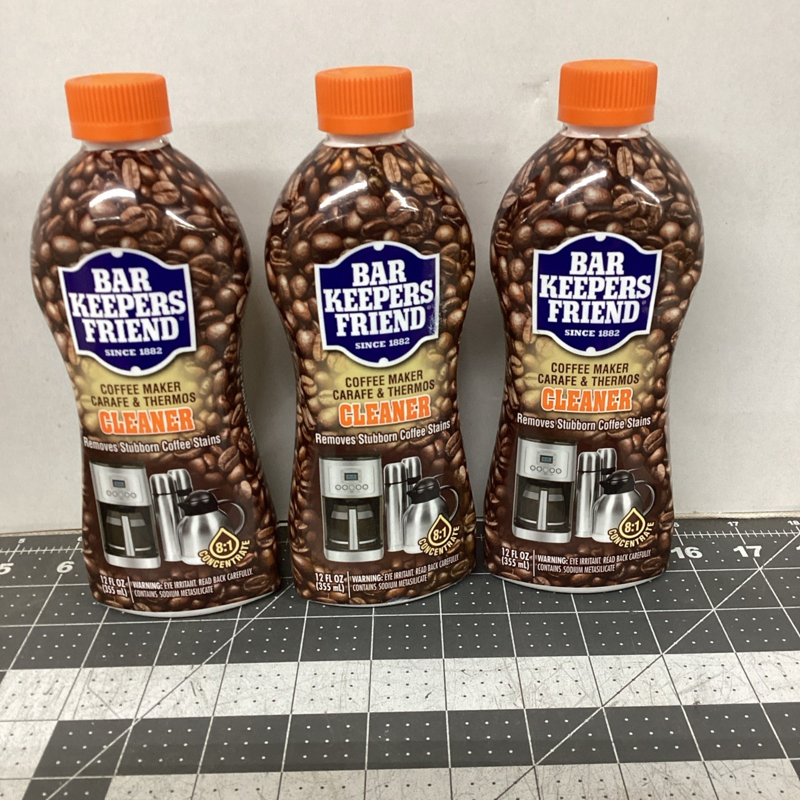 Bar Keepers Friend COFFEE MAKER CARAFE & THERMOS CLEANER 12 fl oz Lot of 3