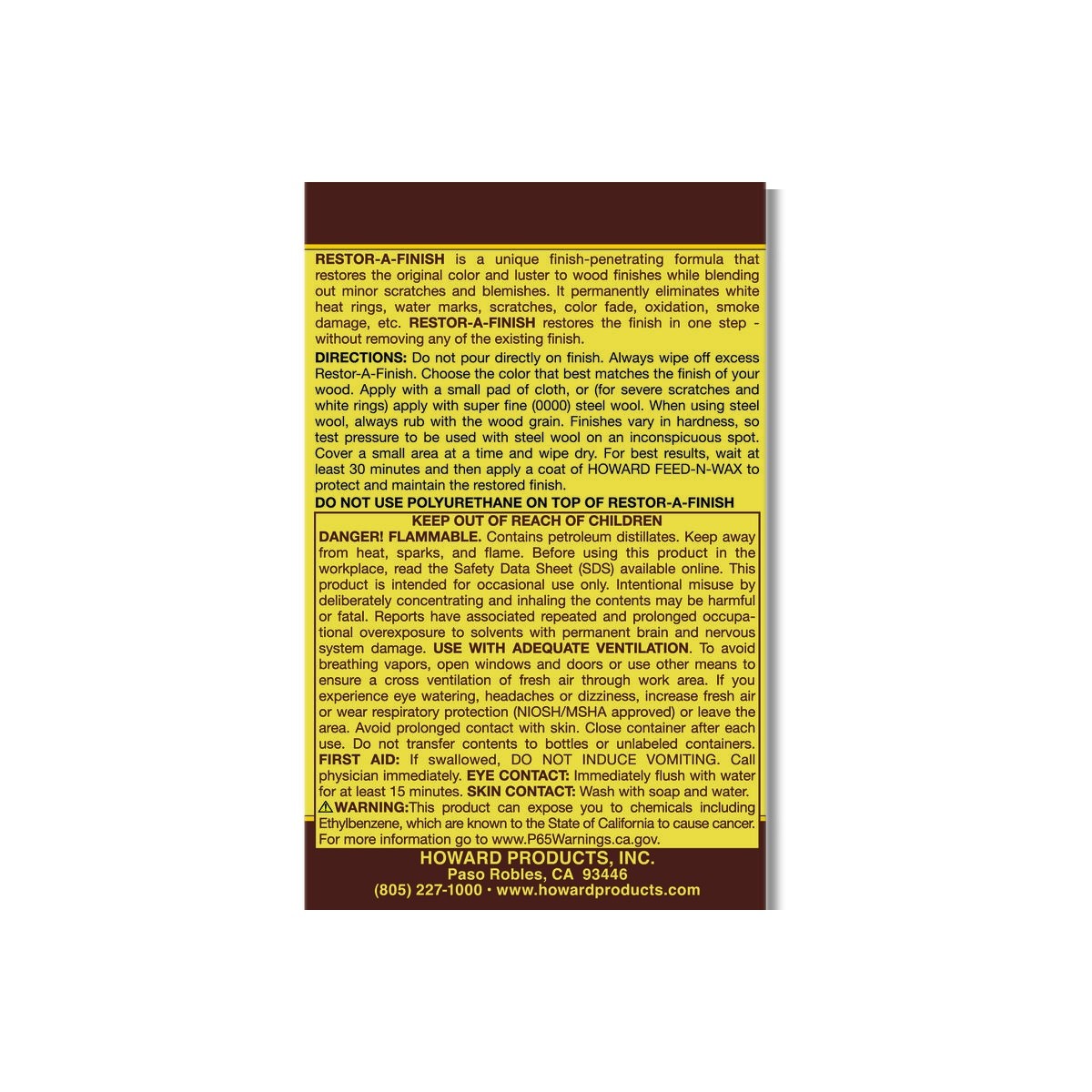 Howard Restor-A-Finish Semi-Transparent Mahogany Wood Restorer 1 pt RF5016