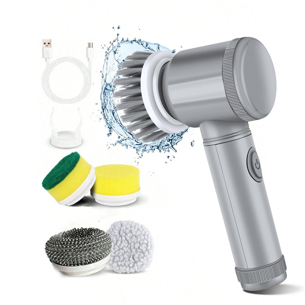 Electric Spin Scrubber Cordless – 5 Brush Heads, Multi-Function Cleaner for Tile