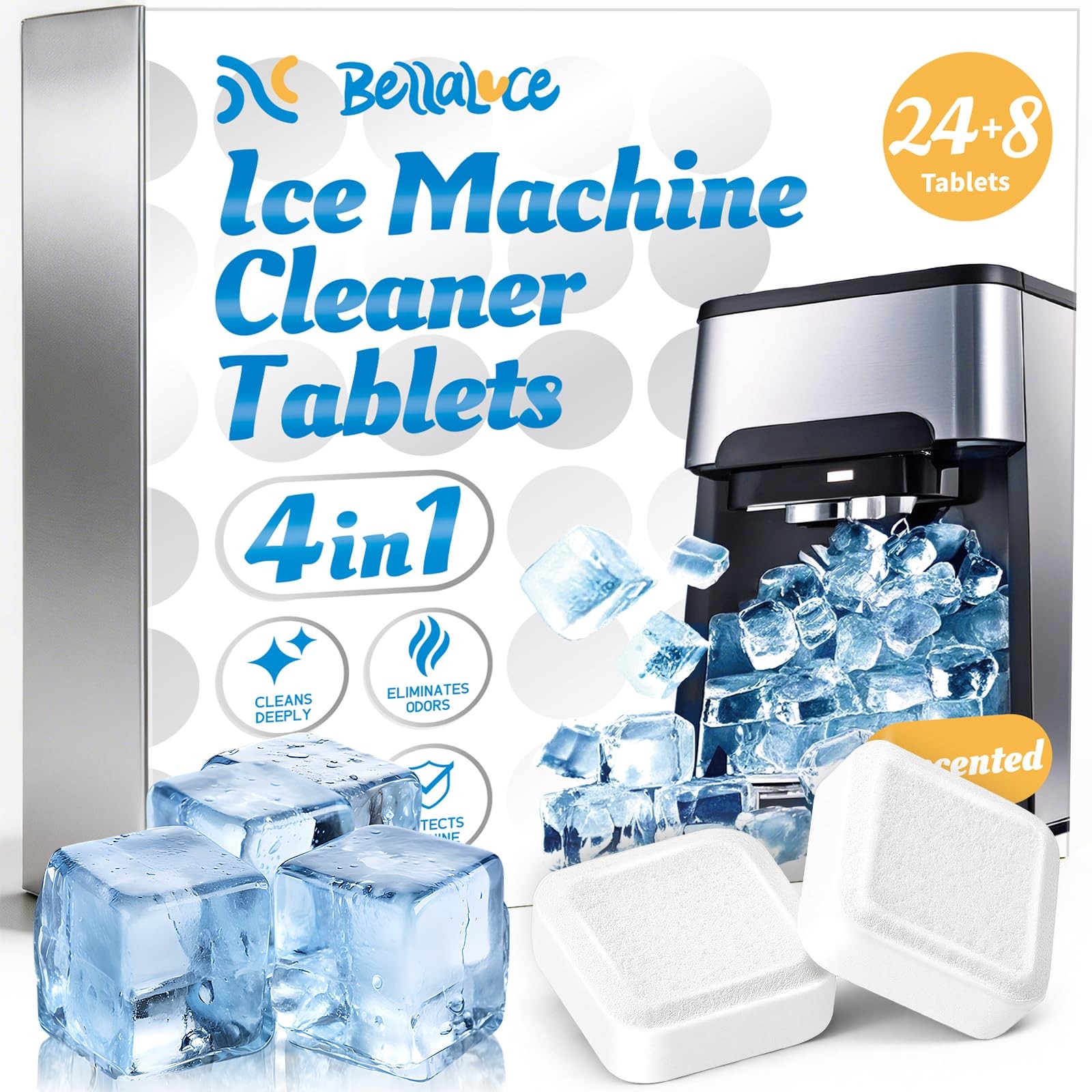 Ice Machine Cleaner Tablets Descaler (32 Pack) – Nickel-Safe Countertop Porta…